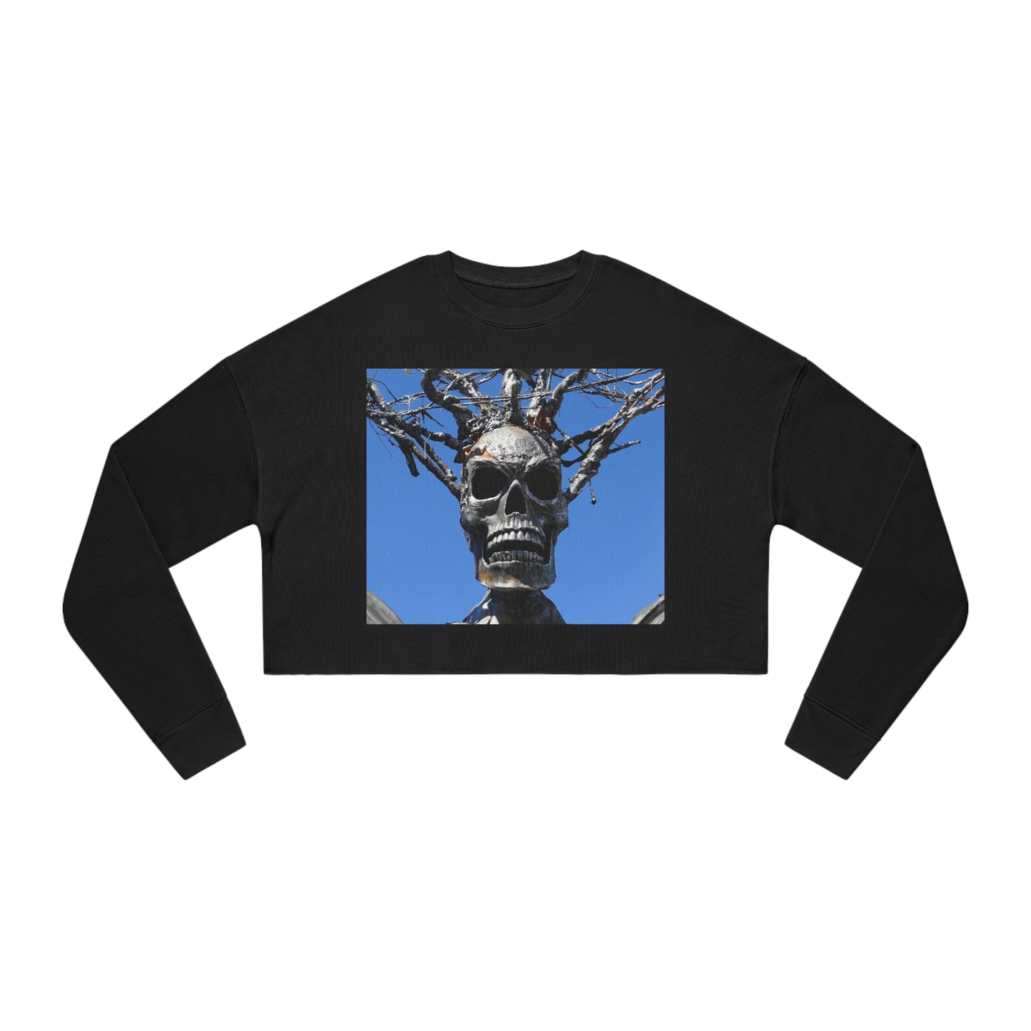 Skull Warrior Stare - Women's Cropped Sweatshirt - Fry1Productions