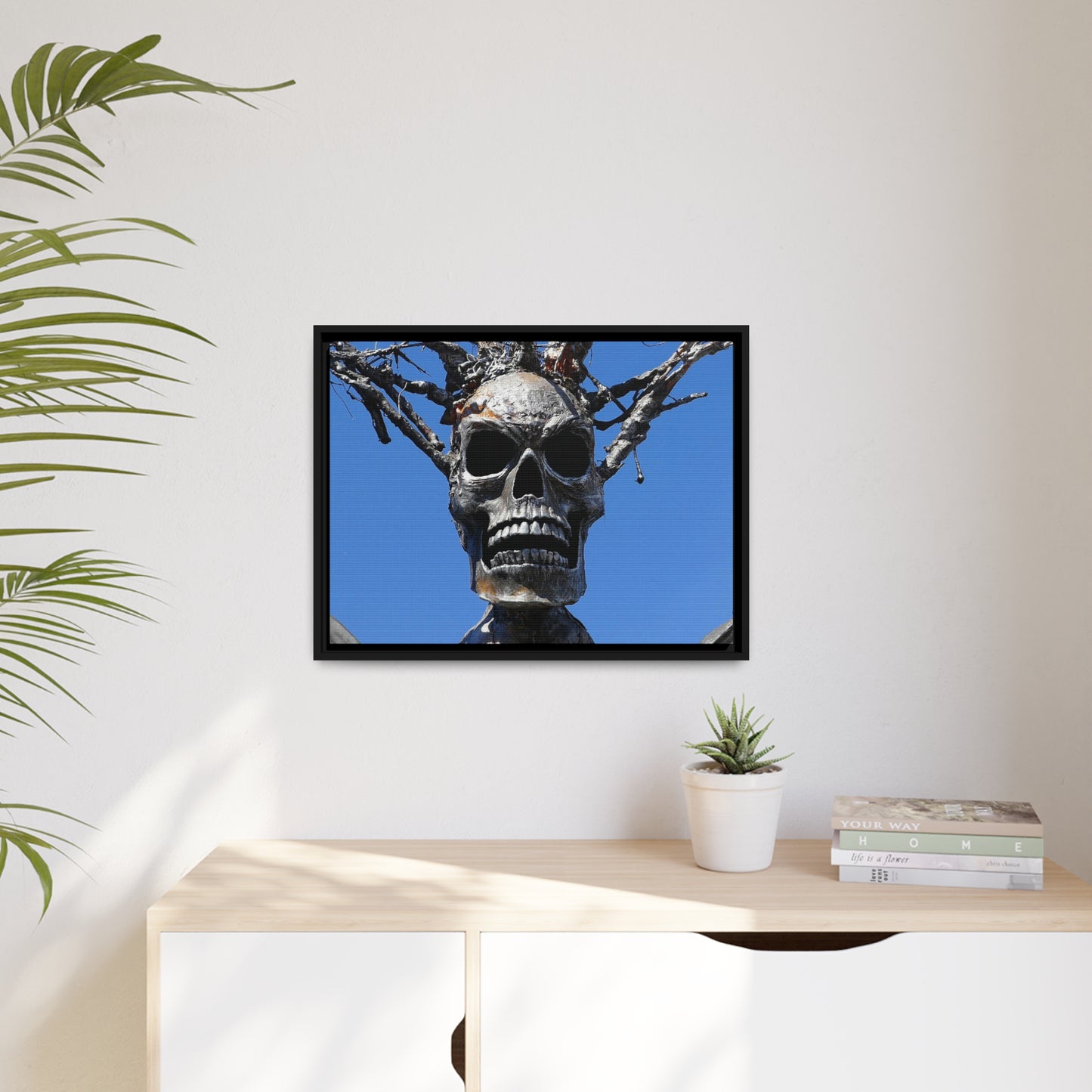 Skull Warrior Stare - Matte Canvas, Black Frame - Fry1Productions