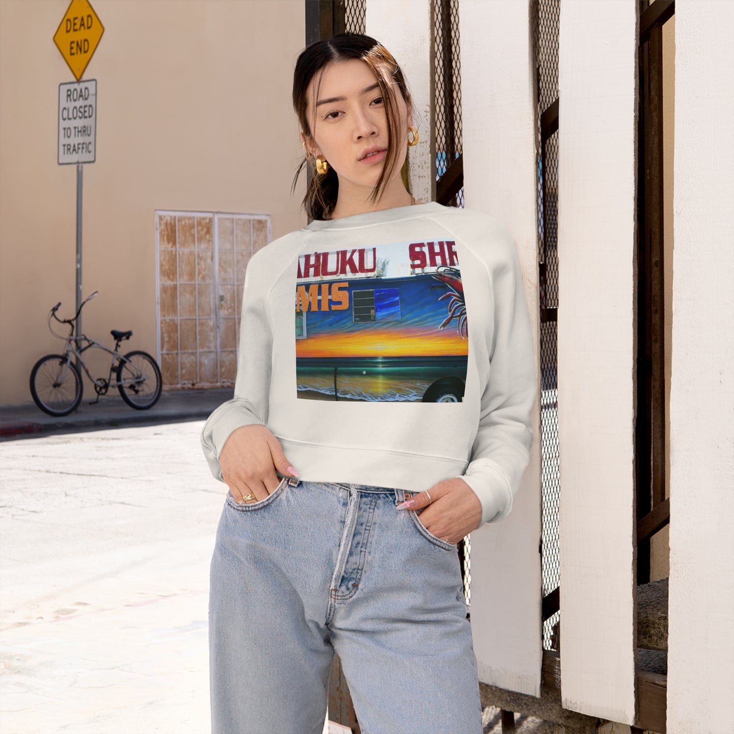 Fumis Aloha - Women's Cropped Fleece Pullover - Fry1Productions