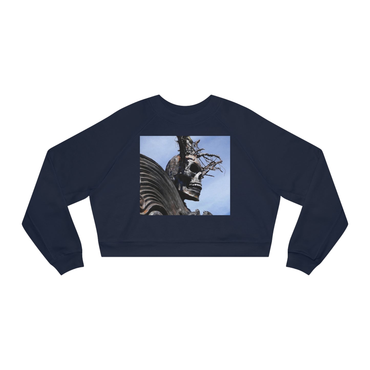 Skull Warrior - Women's Cropped Fleece Pullover - Fry1Productions