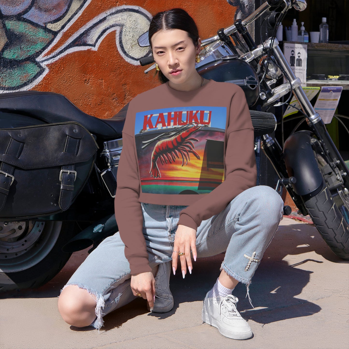 Kahuku Kai - Women's Cropped Sweatshirt - Fry1Productions