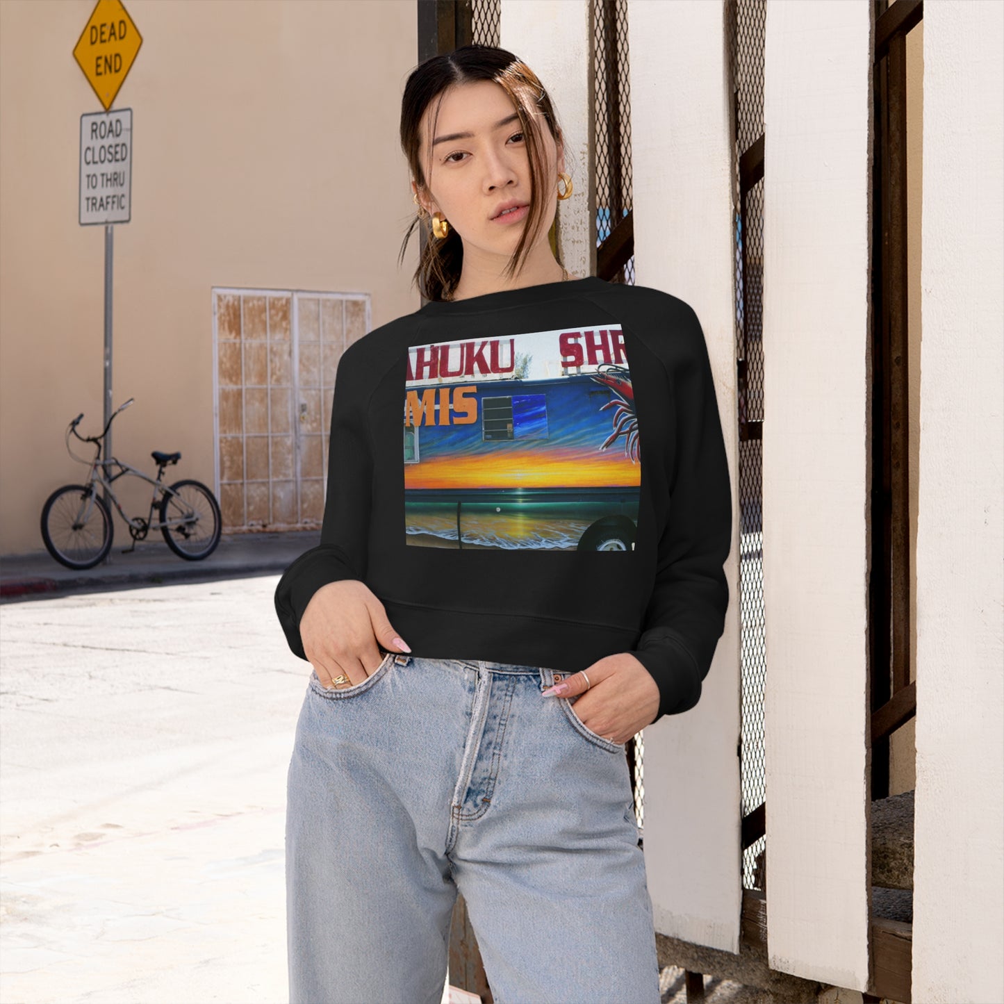 Fumis Aloha - Women's Cropped Fleece Pullover - Fry1Productions
