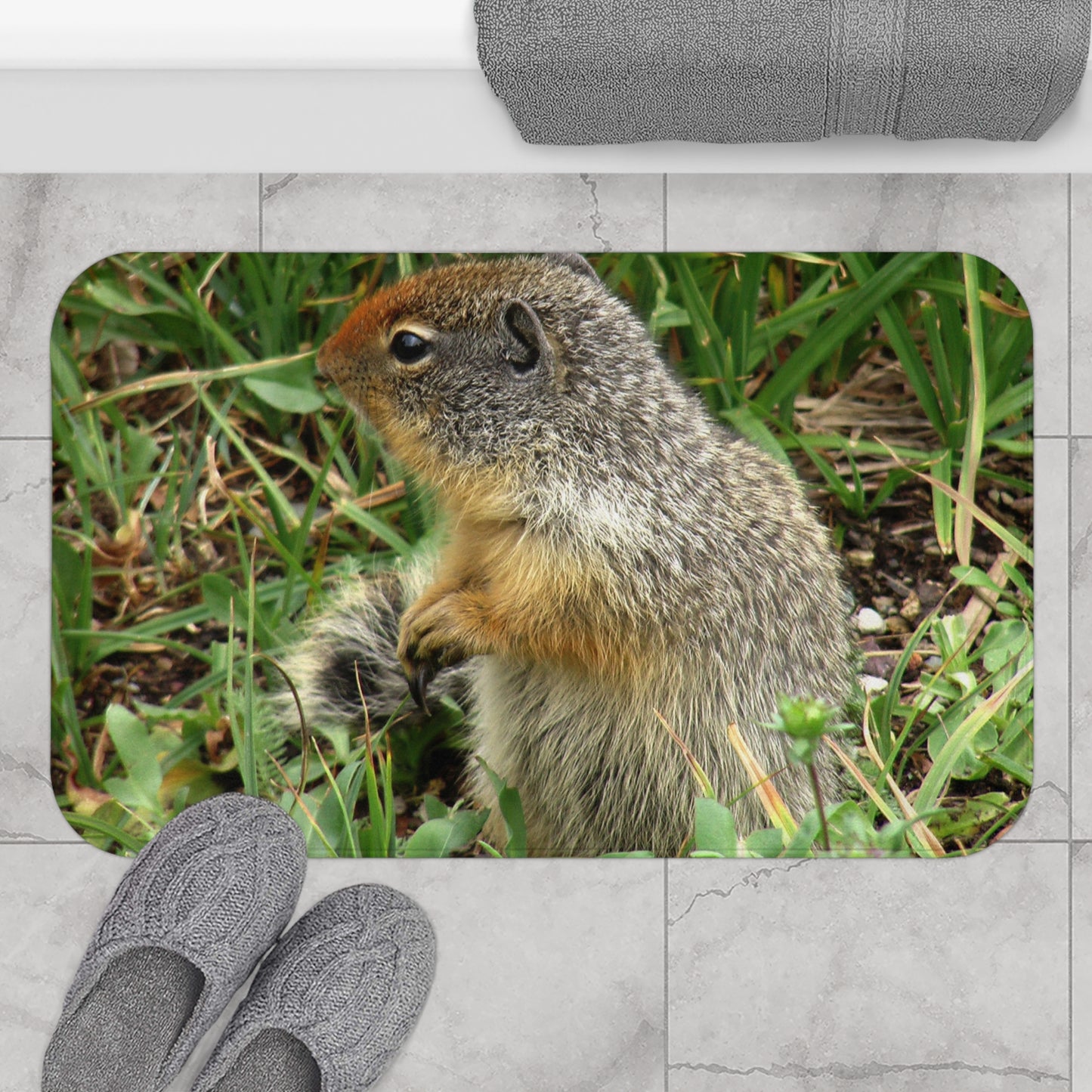 Inquisitive Stare - Microfiber Bath Mat - Fry1Productions