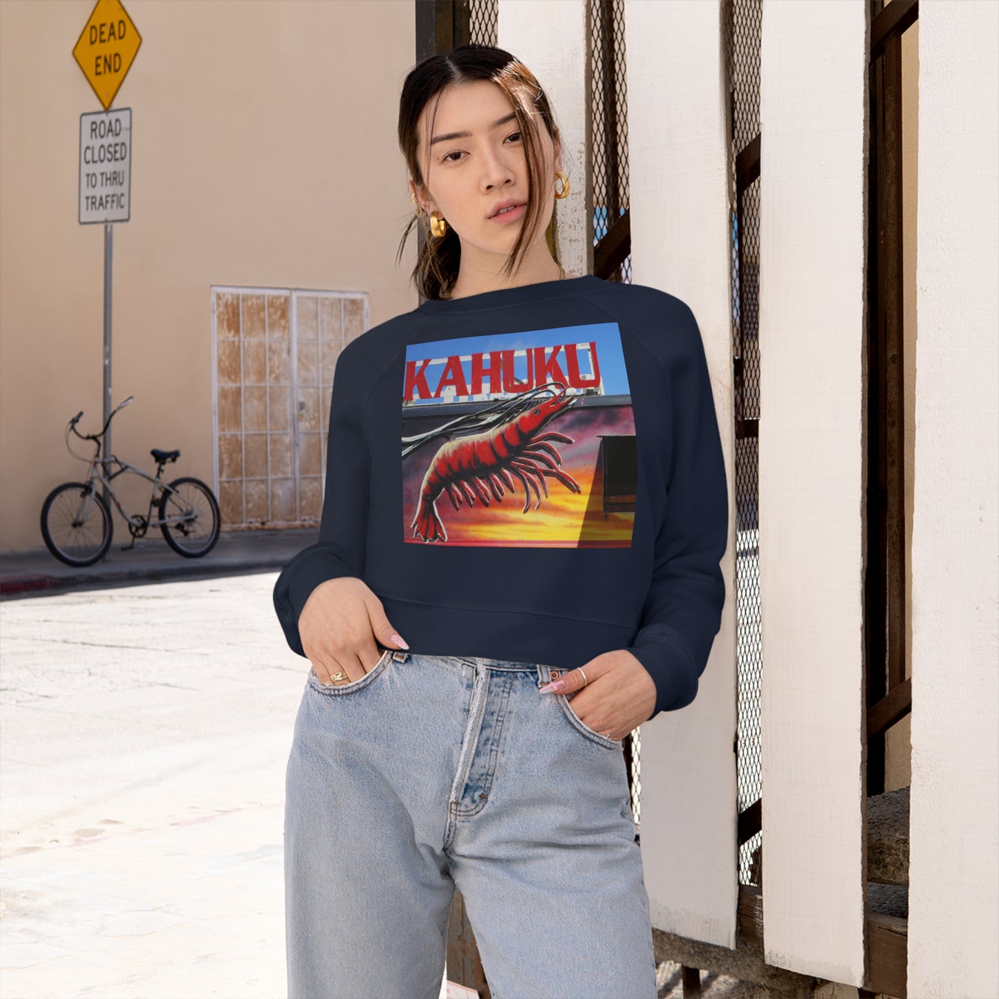 Kahuku Kai - Women's Cropped Fleece Pullover - Fry1Productions