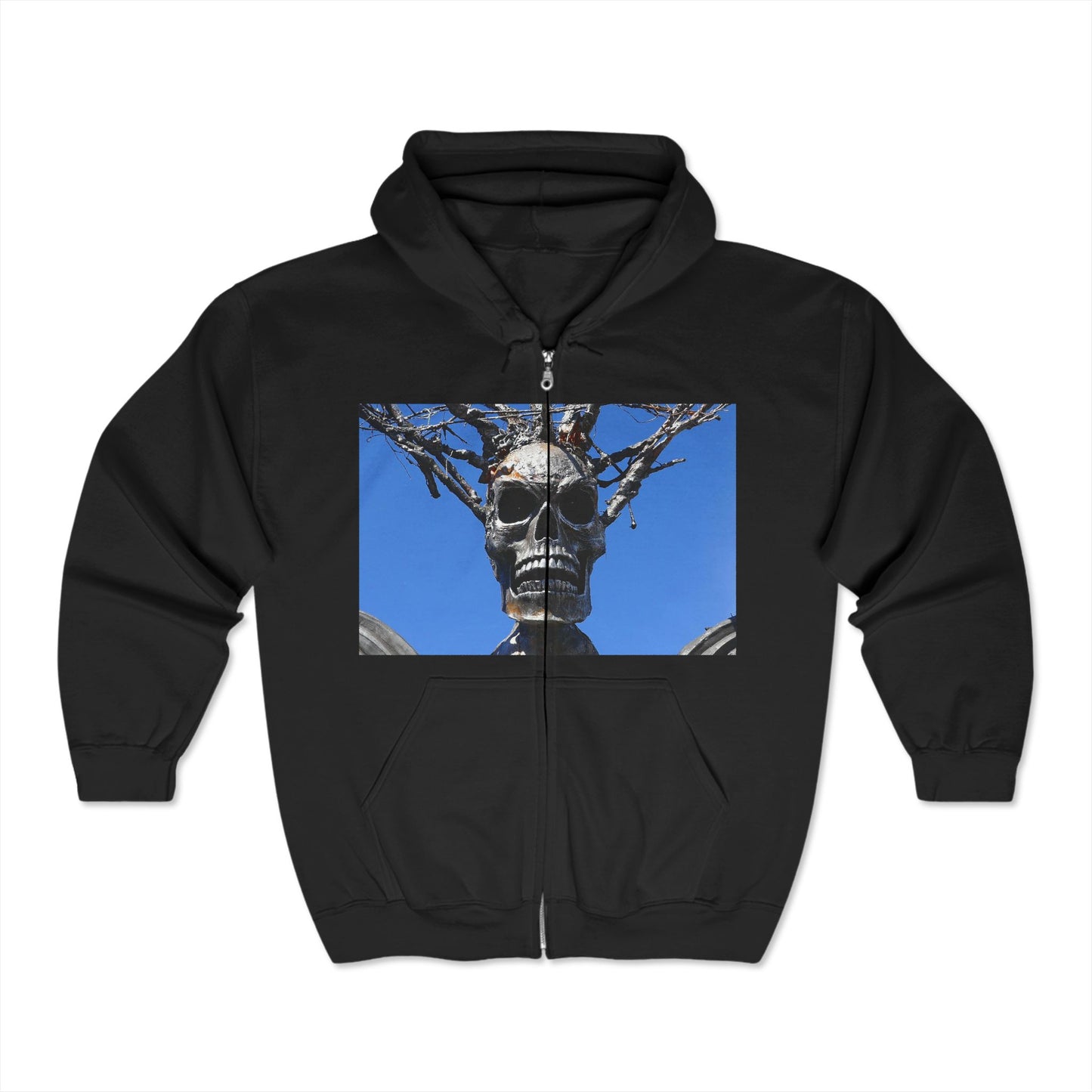 Skull Warrior Stare - Unisex Full Zip Hooded Sweatshirt
