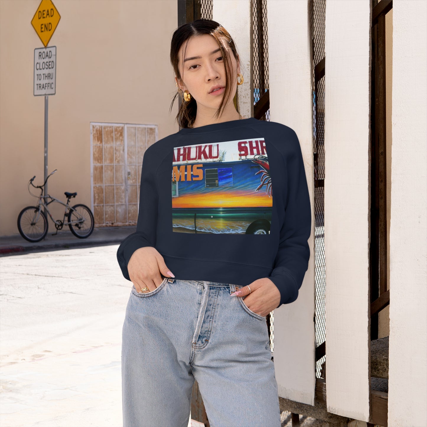 Fumis Aloha - Women's Cropped Fleece Pullover - Fry1Productions