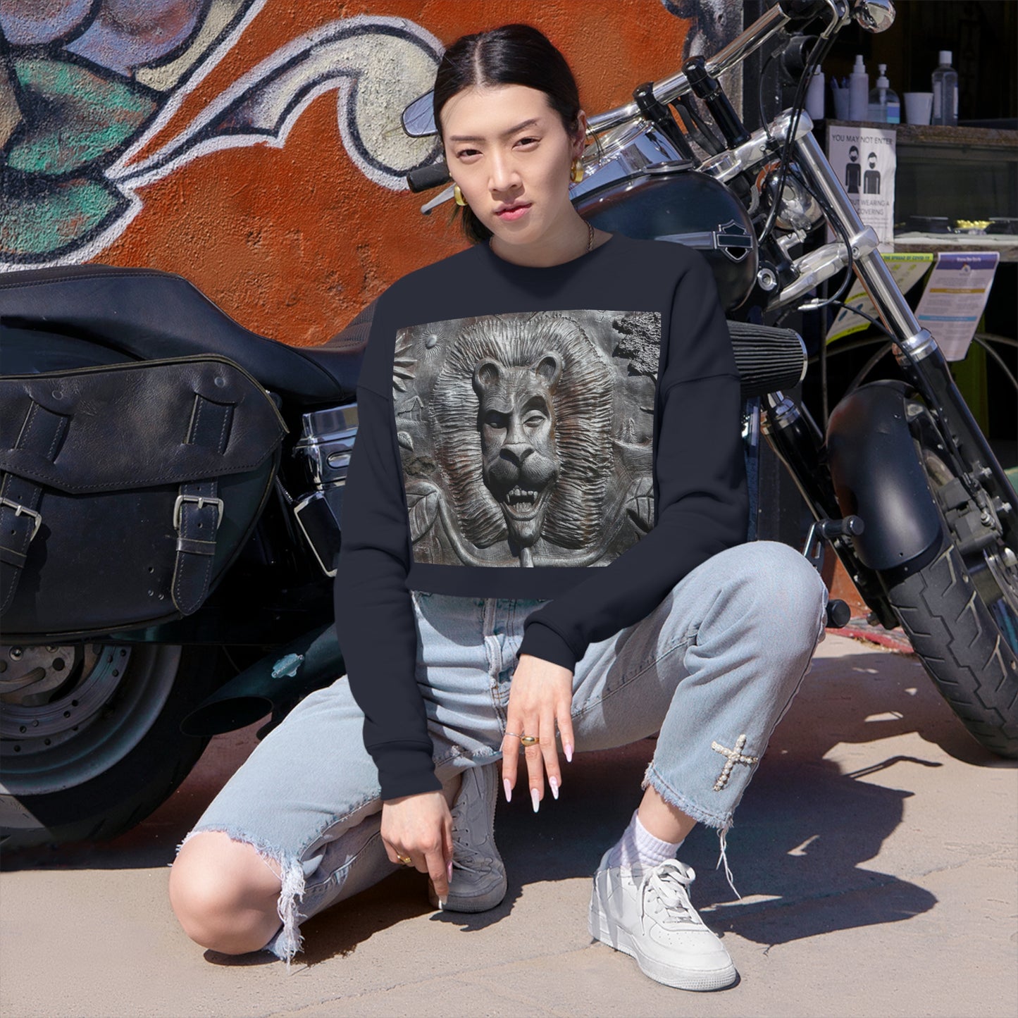 Lion's Friends Forever - Women's Cropped Sweatshirt - Fry1Productions