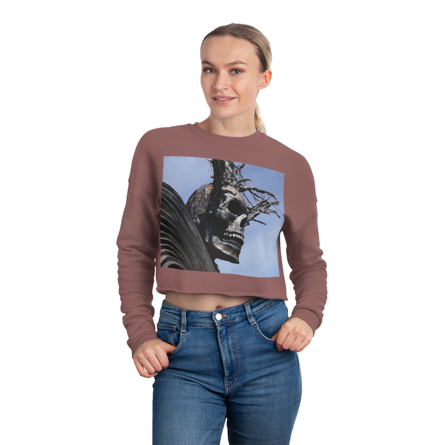 Skull Warrior - Women's Cropped Sweatshirt - Fry1Productions