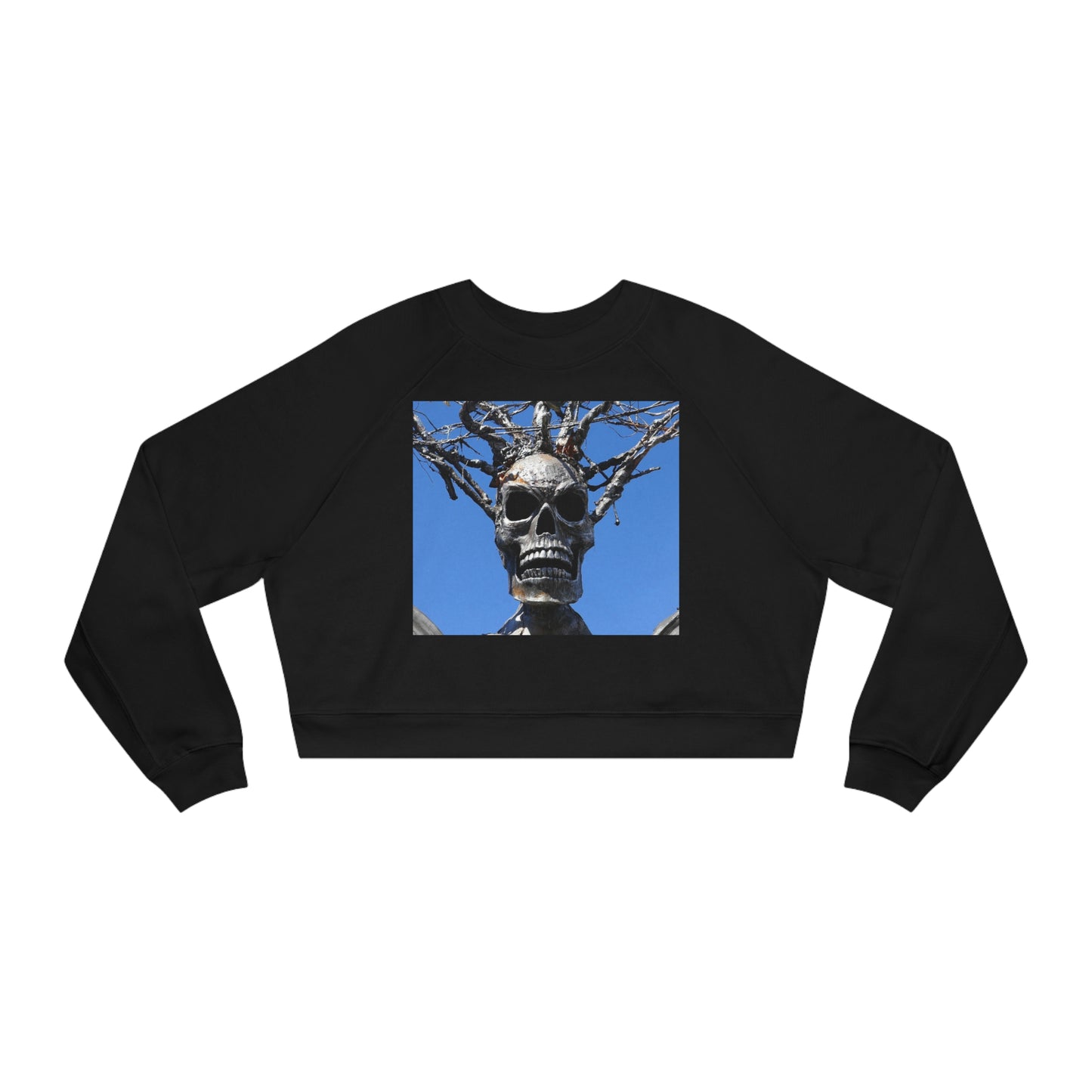 Skull Warrior Stare - Women's Cropped Fleece Pullover - Fry1Productions