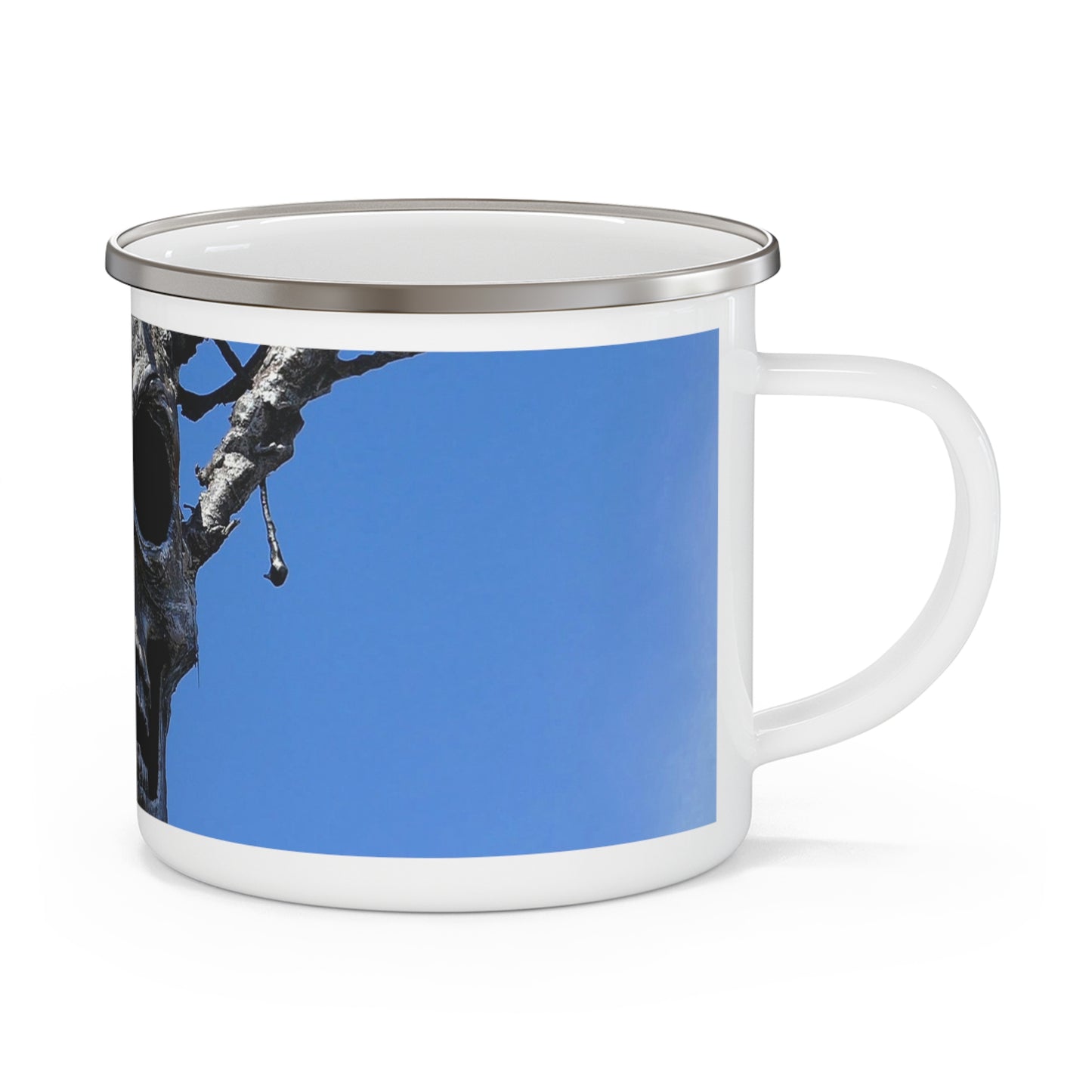 Skull Warrior Stare - Enamel Camping Mug 12oz