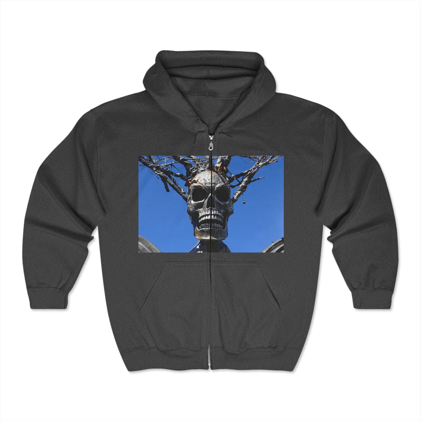 Skull Warrior Stare - Unisex Full Zip Hooded Sweatshirt