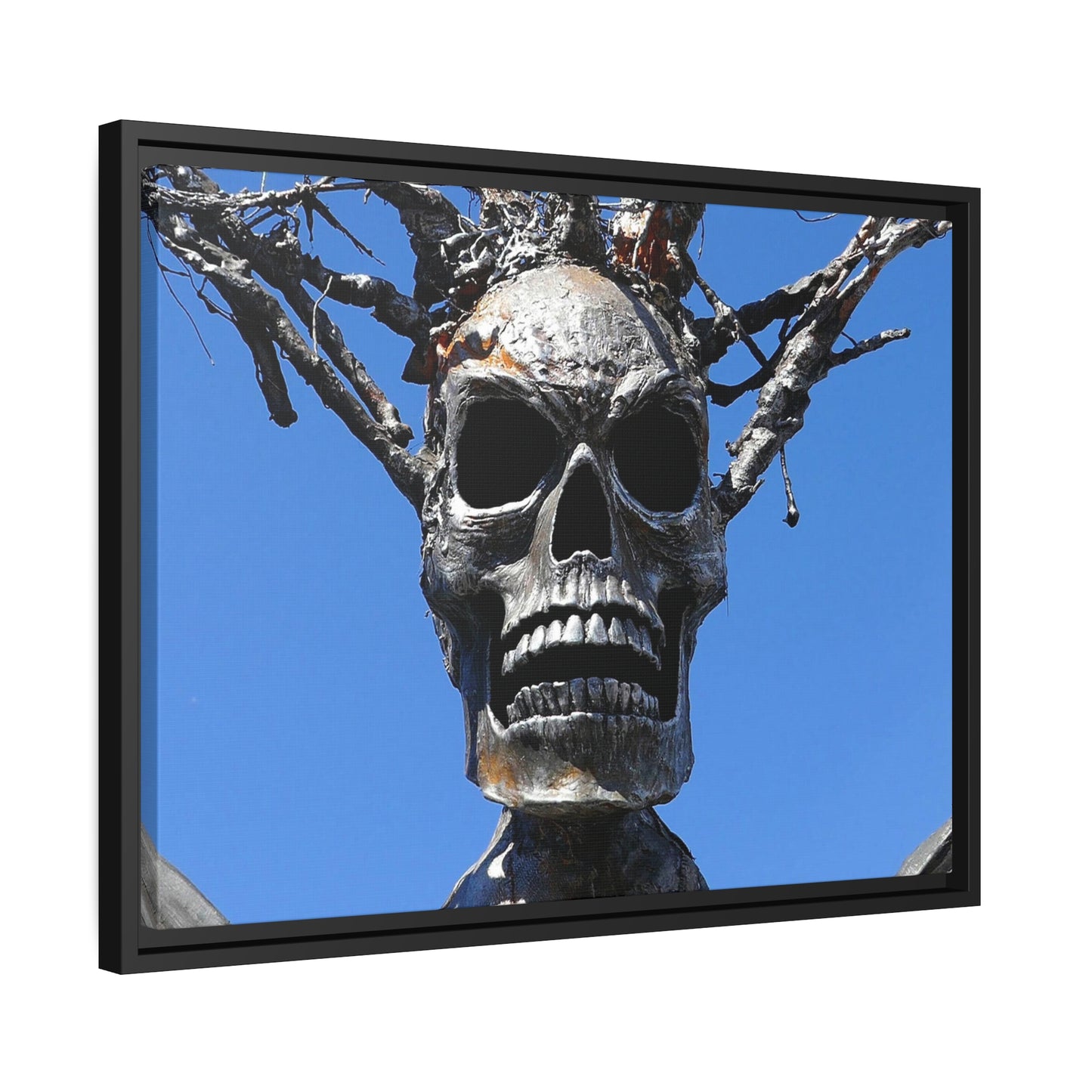 Skull Warrior Stare - Matte Canvas, Black Frame - Fry1Productions