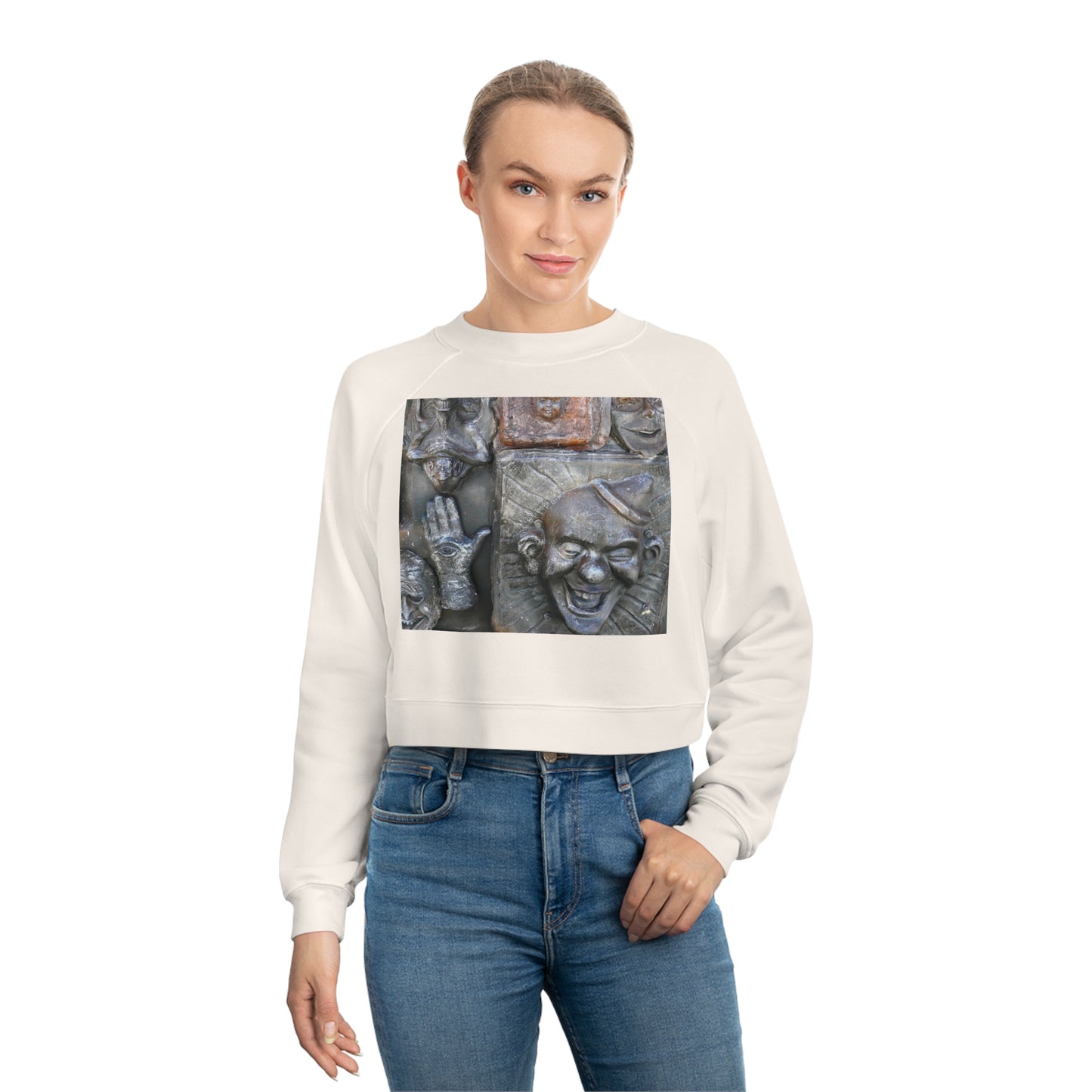 Cosmic Laughter - Women's Cropped Fleece Pullover - Fry1Productions
