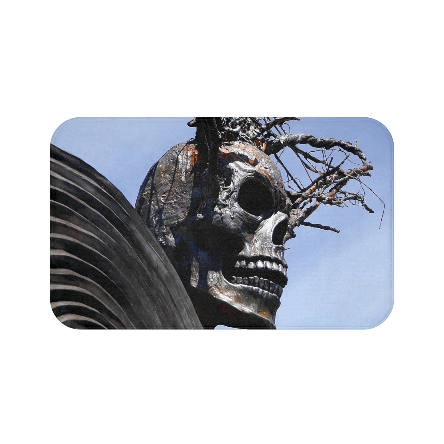 Skull Warrior (closeup) - Microfiber Bath Mat - Fry1Productions