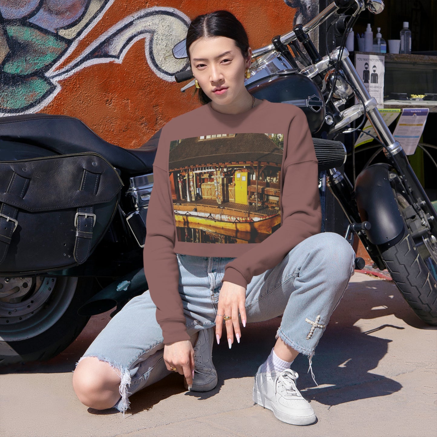 Qil' Bid Awe - Women's Cropped Sweatshirt - Fry1Productions