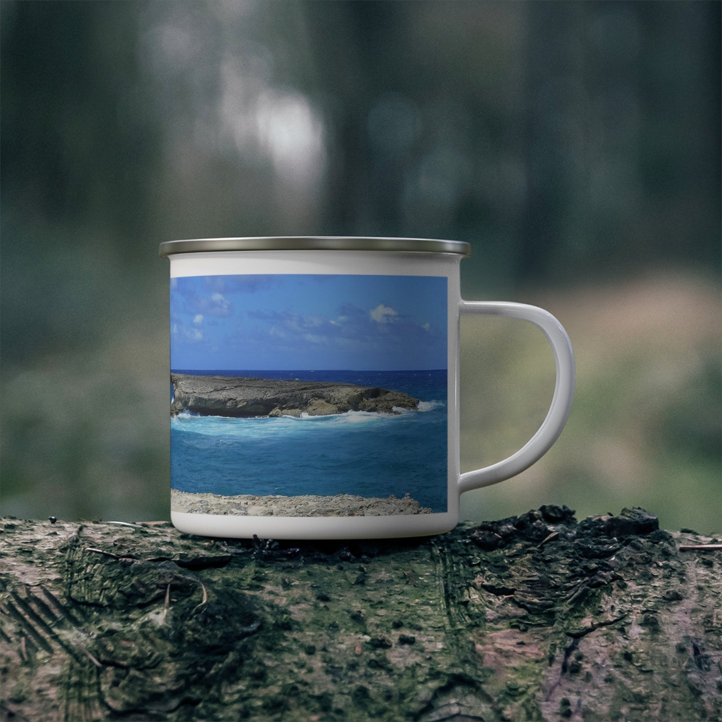 La'ie Point Sea Arch Hole - Enamel Camping Mug