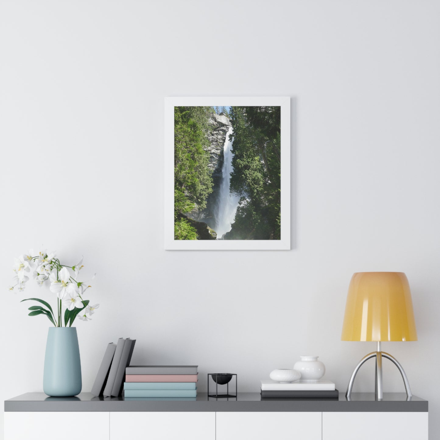 Roaring Rainbow Falls - Framed Vertical Poster