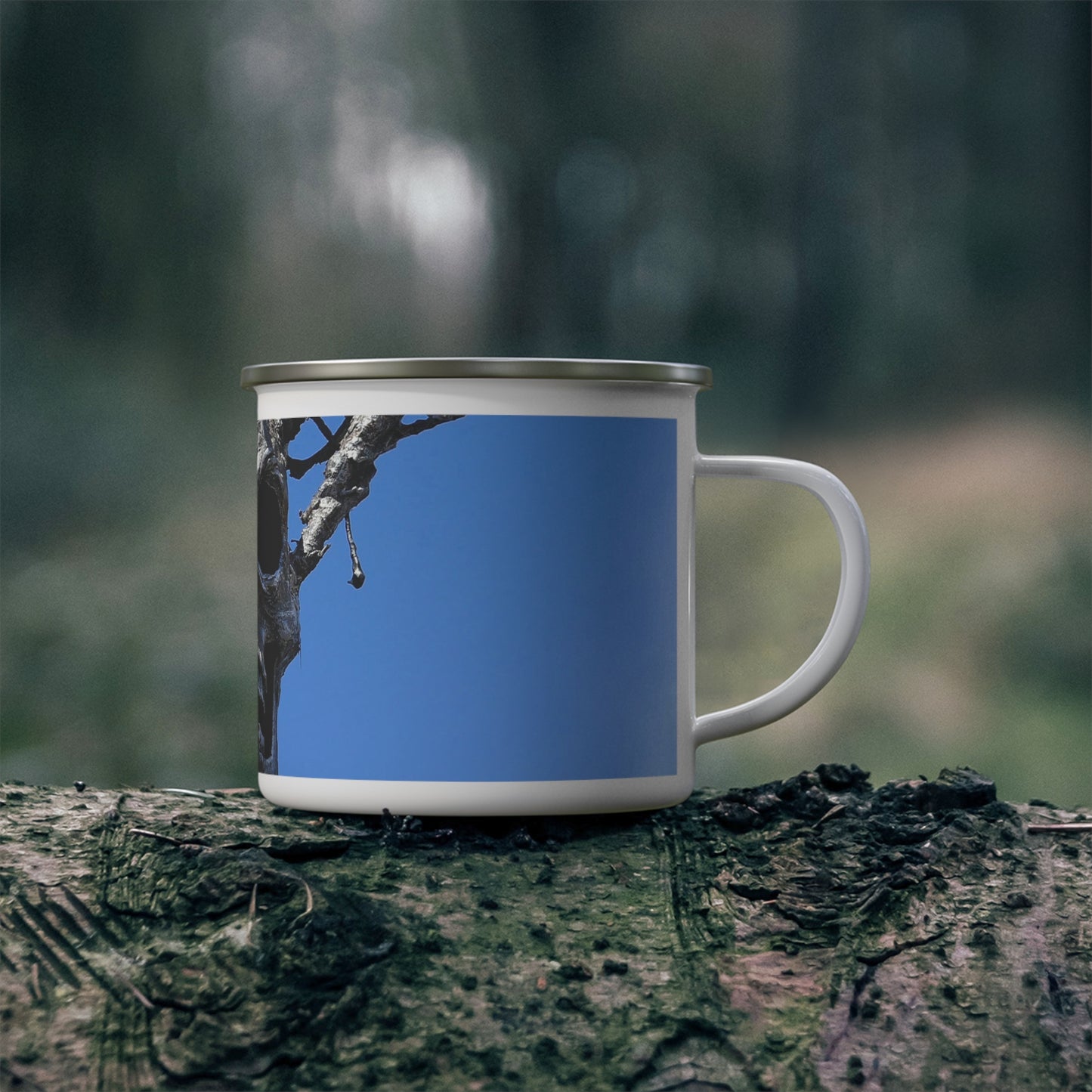 Skull Warrior Stare - Enamel Camping Mug 12oz