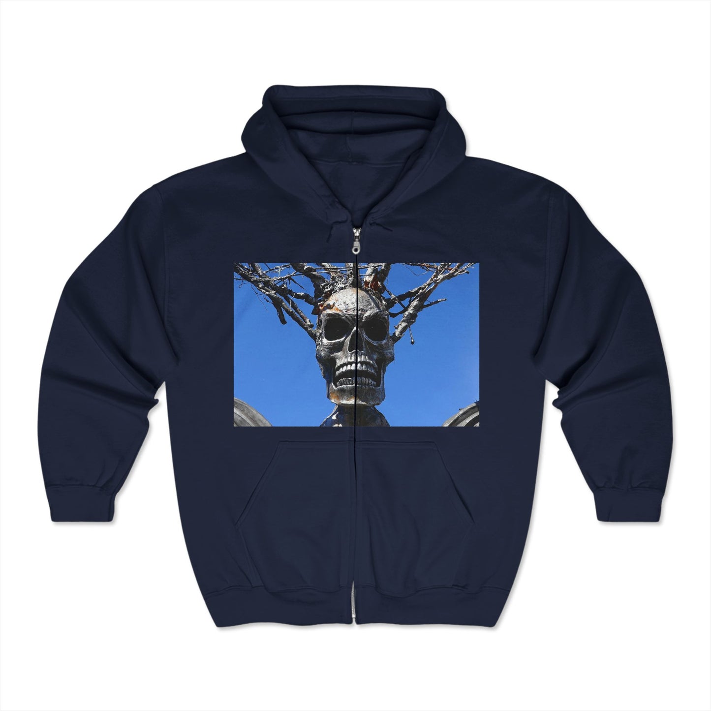 Skull Warrior Stare - Unisex Full Zip Hooded Sweatshirt