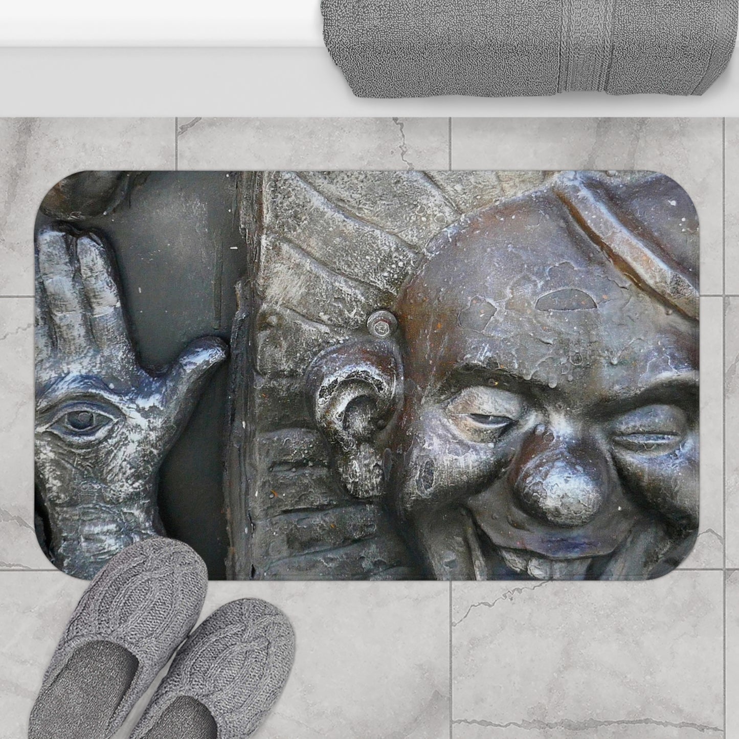 Cosmic Laughter - Microfiber Bath Mat - Fry1Productions