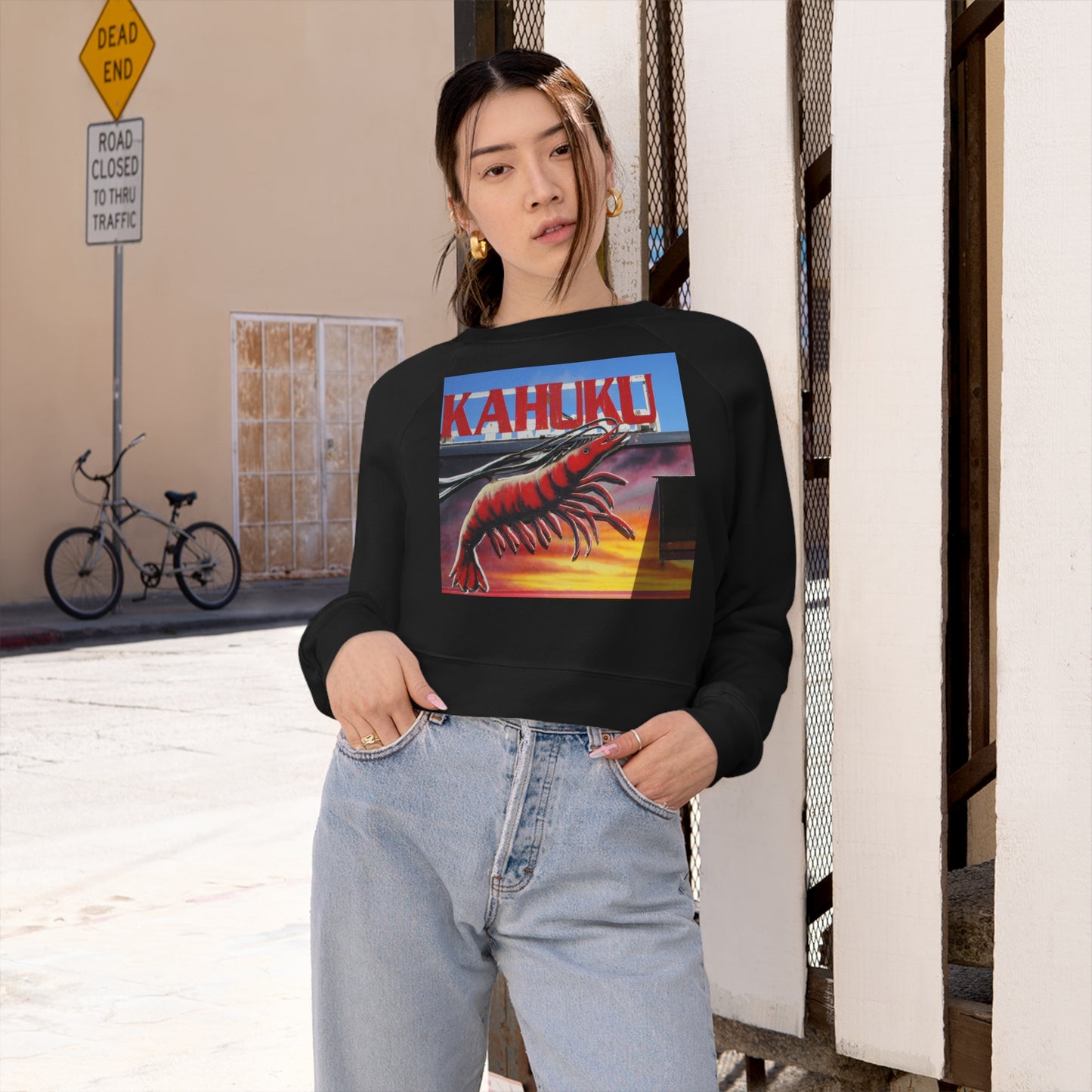 Kahuku Kai - Women's Cropped Fleece Pullover - Fry1Productions