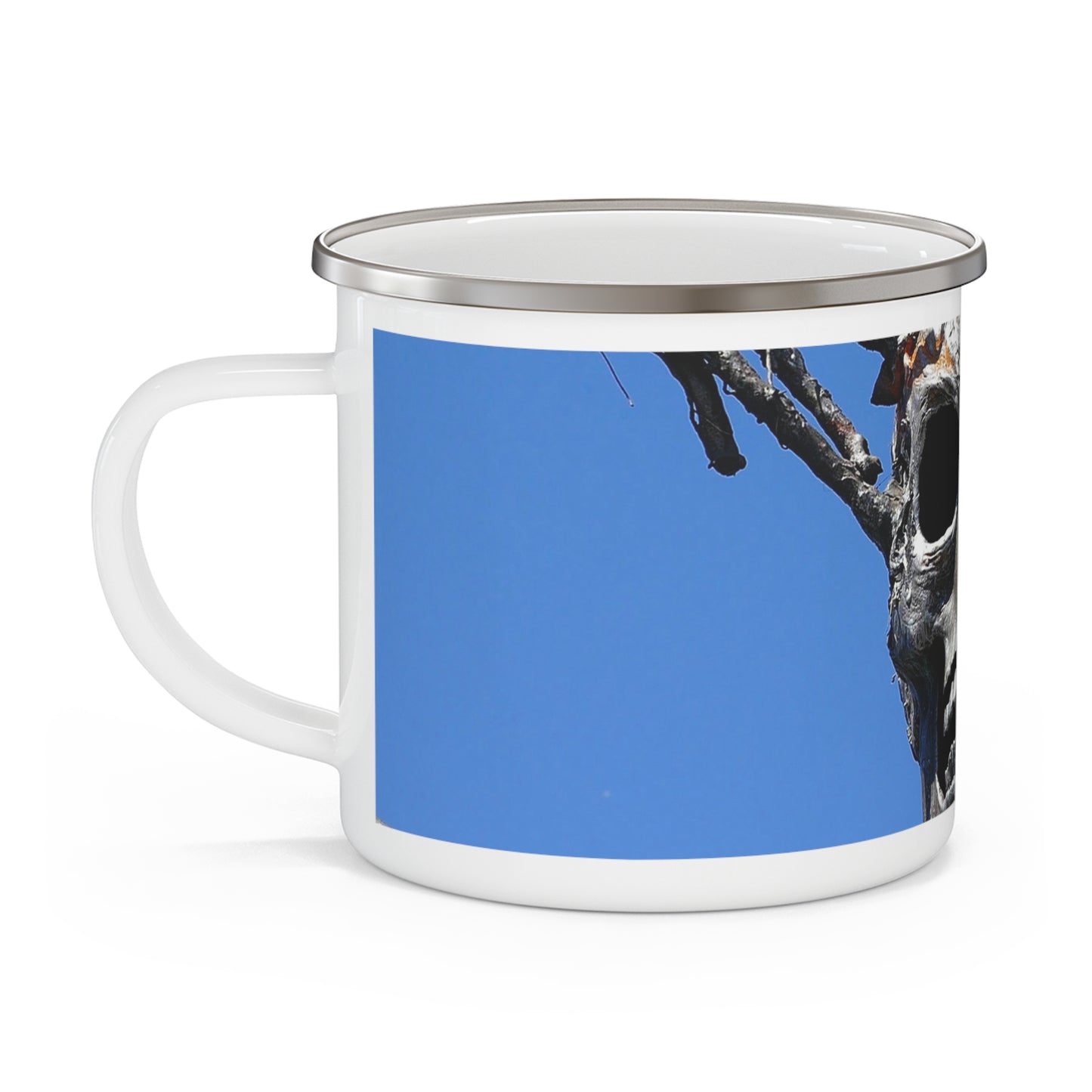 Skull Warrior Stare - Enamel Camping Mug 12oz