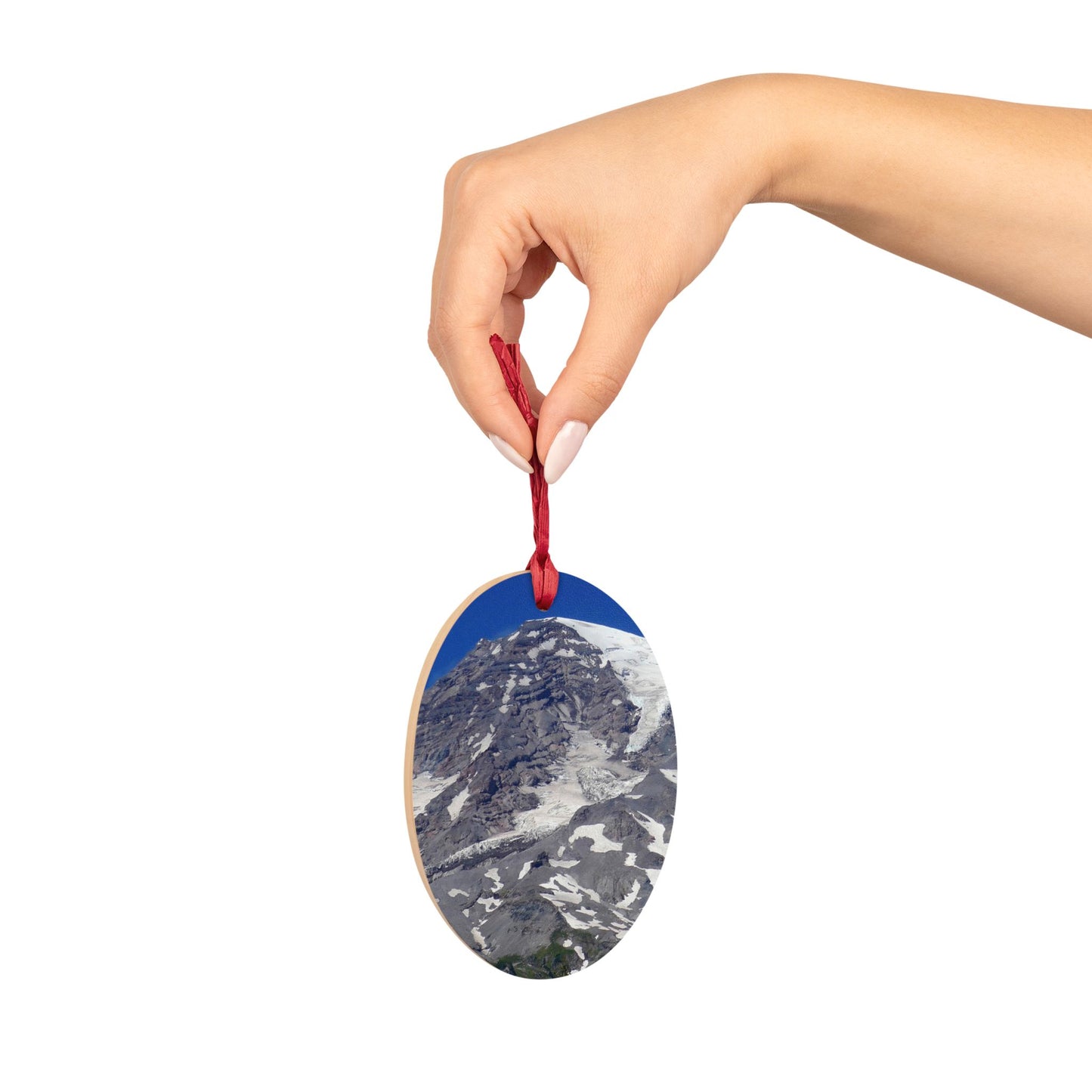 "Majestic Mt. Rainier" - Wooden Christmas Ornaments