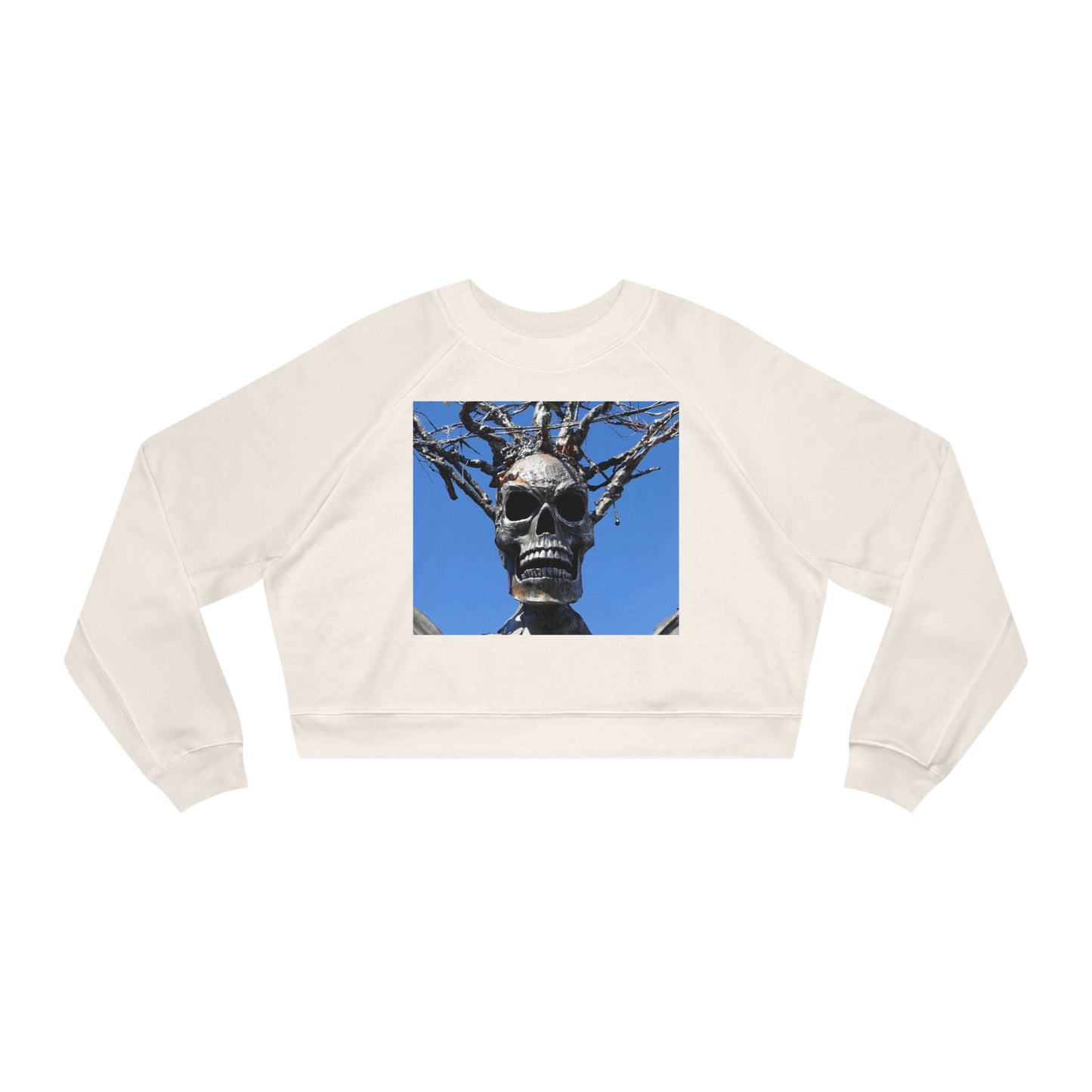 Skull Warrior Stare - Women's Cropped Fleece Pullover - Fry1Productions