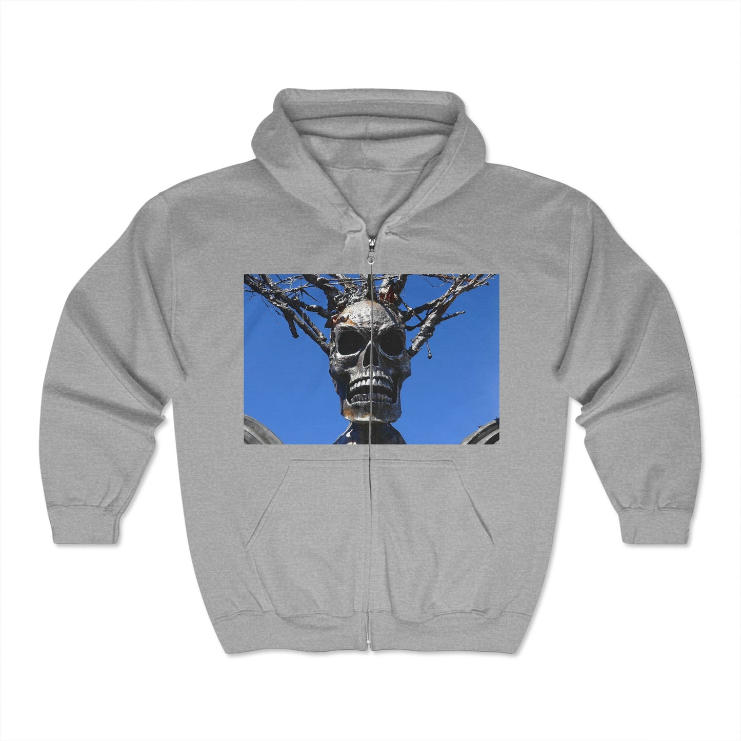 Skull Warrior Stare - Unisex Full Zip Hooded Sweatshirt