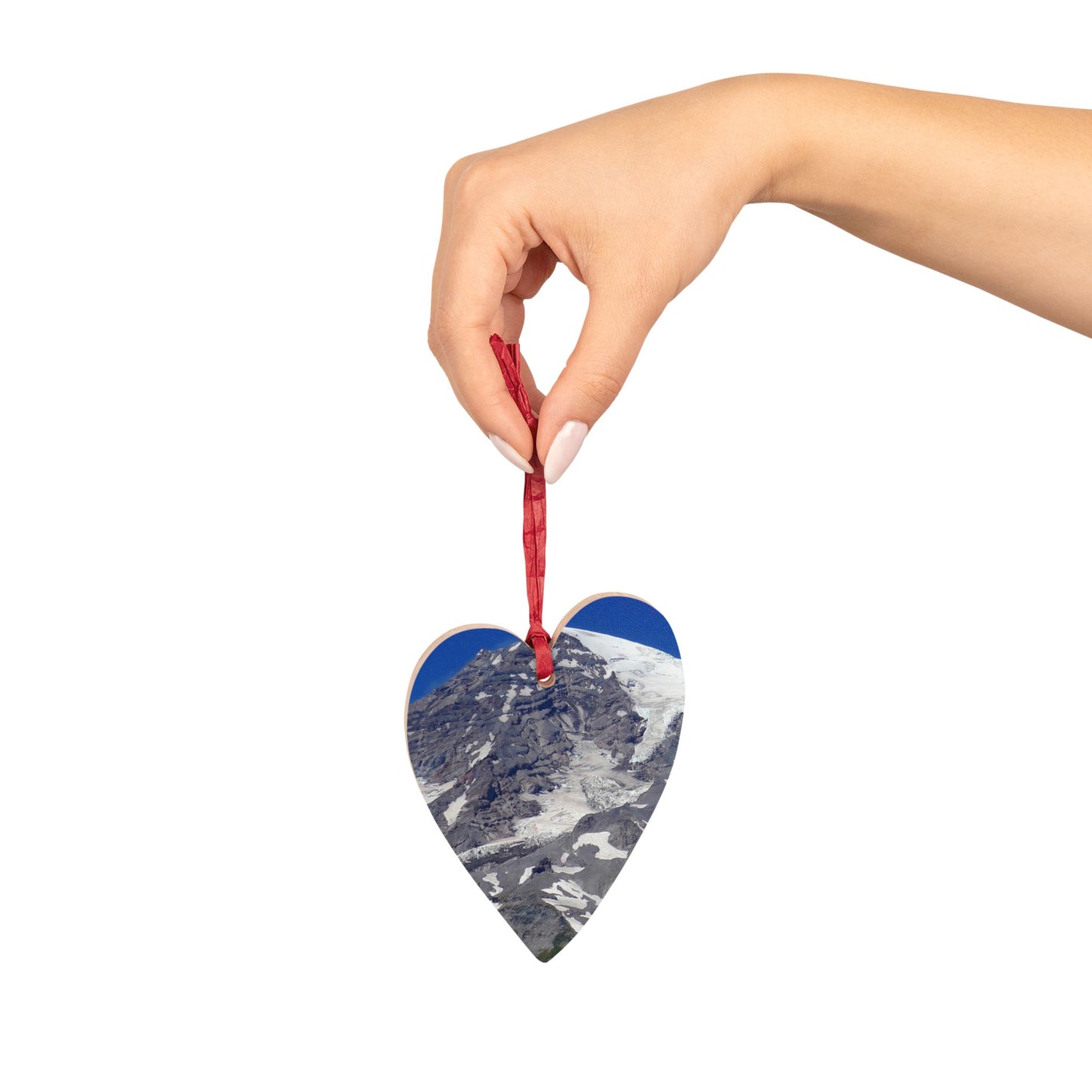 "Majestic Mt. Rainier" - Wooden Christmas Ornaments