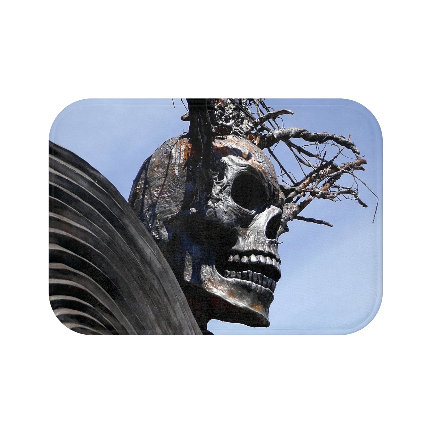 Skull Warrior (closeup) - Microfiber Bath Mat - Fry1Productions