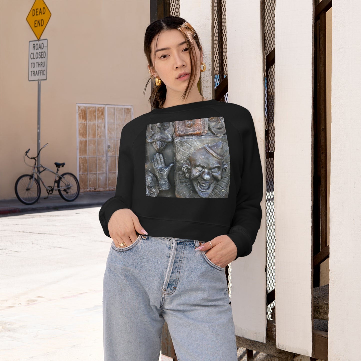 Cosmic Laughter - Women's Cropped Fleece Pullover - Fry1Productions