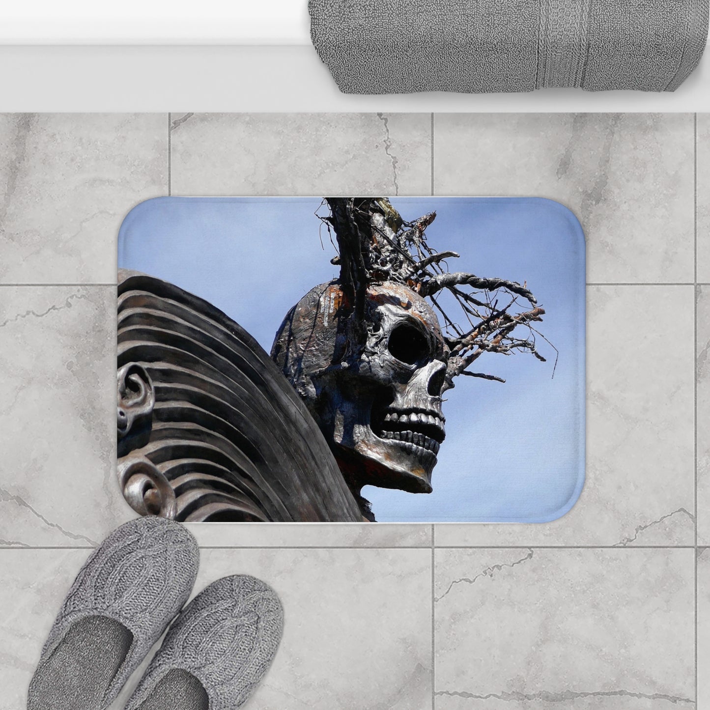 Skull Warrior - Microfiber Bath Mat - Fry1Productions