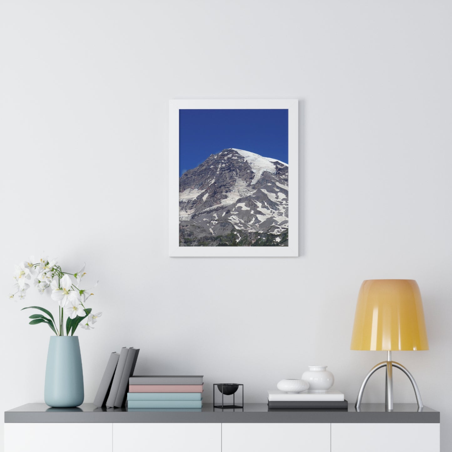 Majestic Mt. Rainier - Framed Vertical Poster
