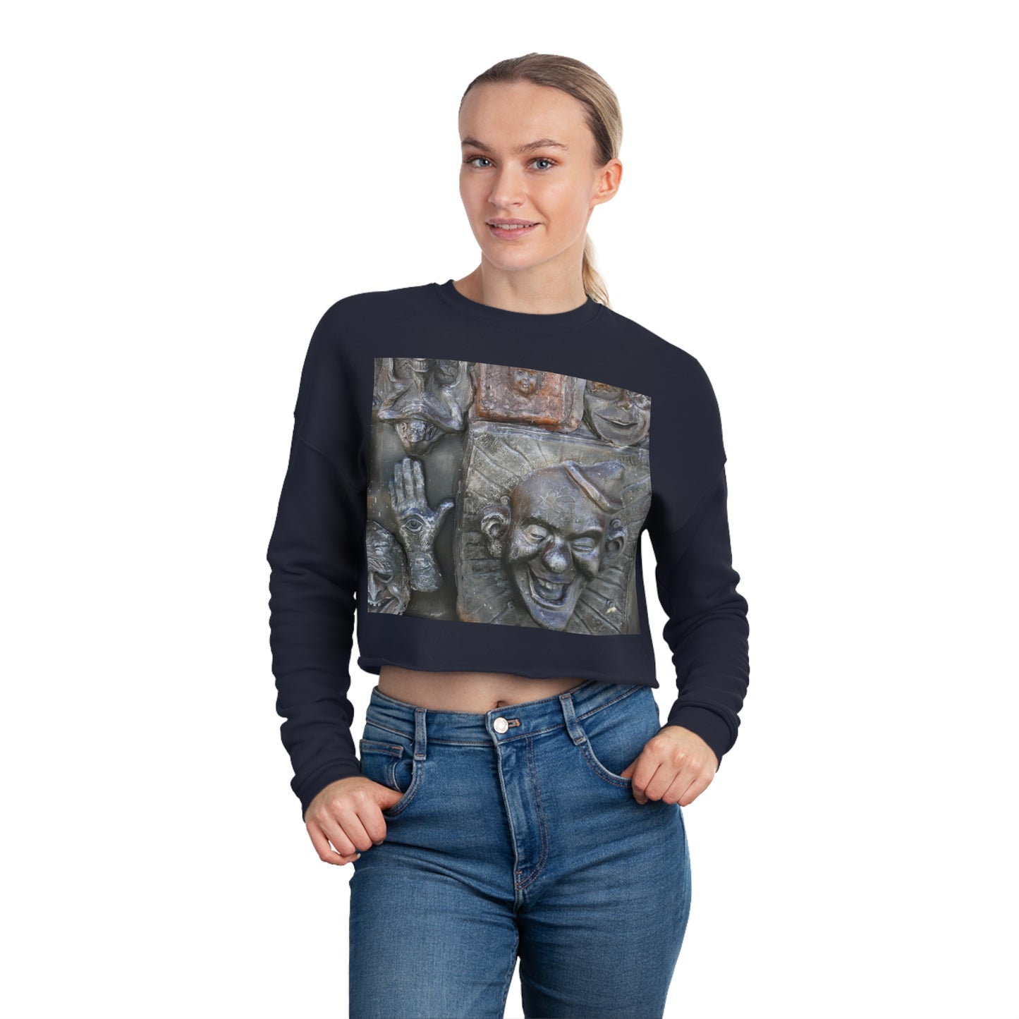 Cosmic Laughter - Women's Cropped Sweatshirt - Fry1Productions