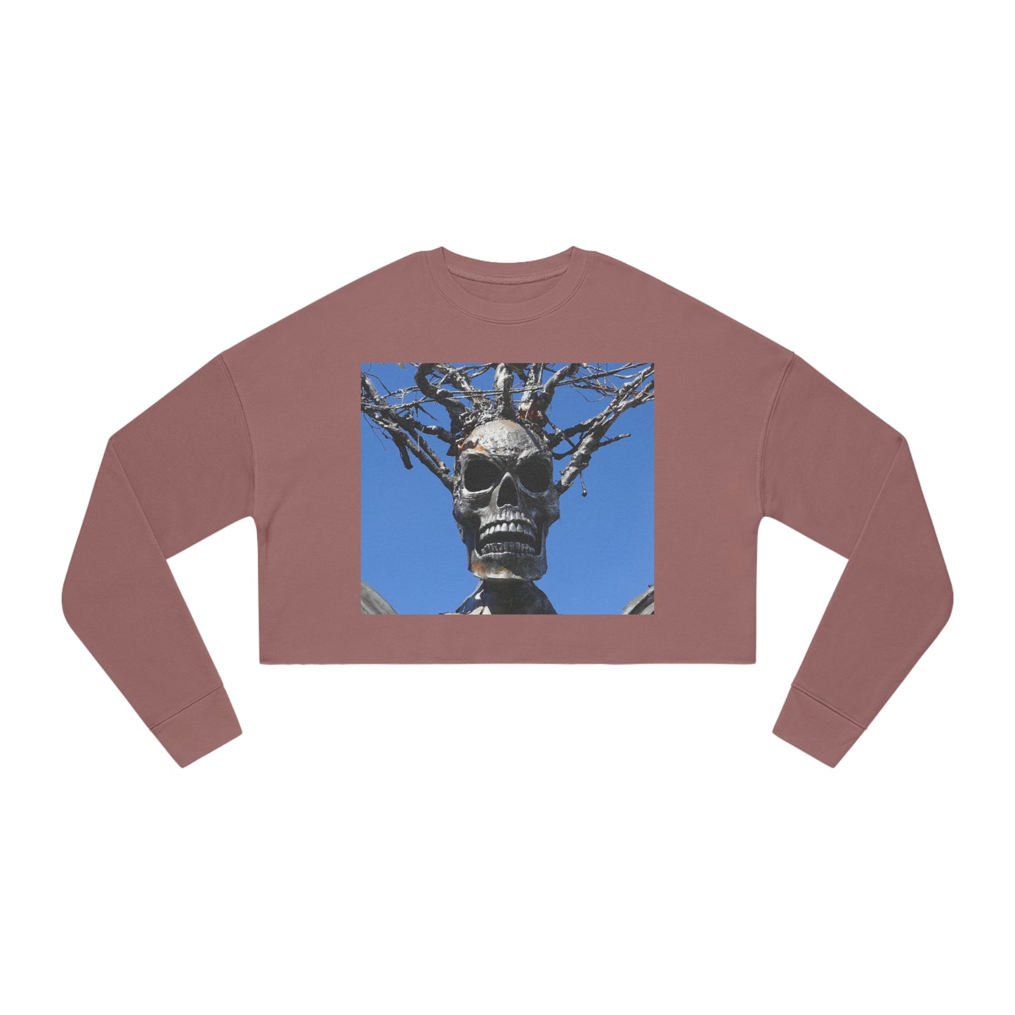 Skull Warrior Stare - Women's Cropped Sweatshirt - Fry1Productions