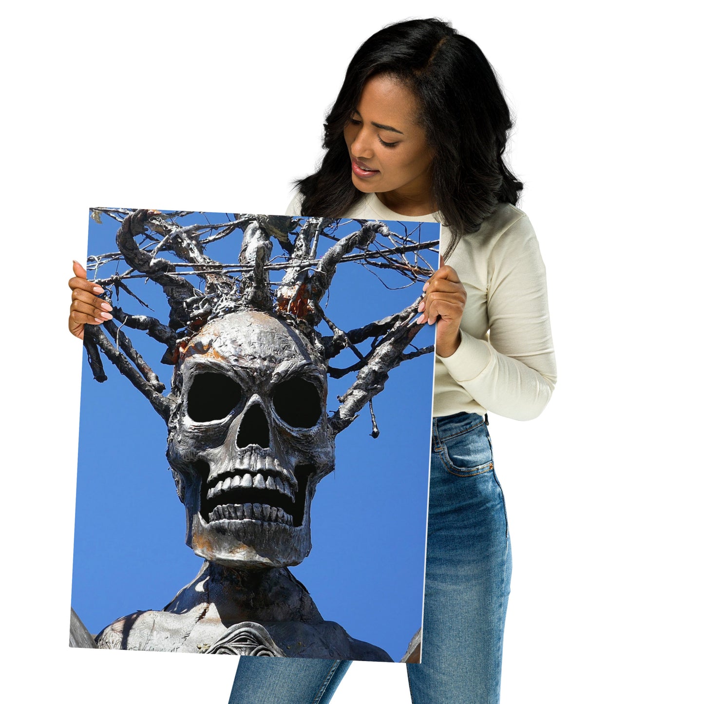 Skull Warrior Stare - Glossy Metal Prints - Fry1Productions