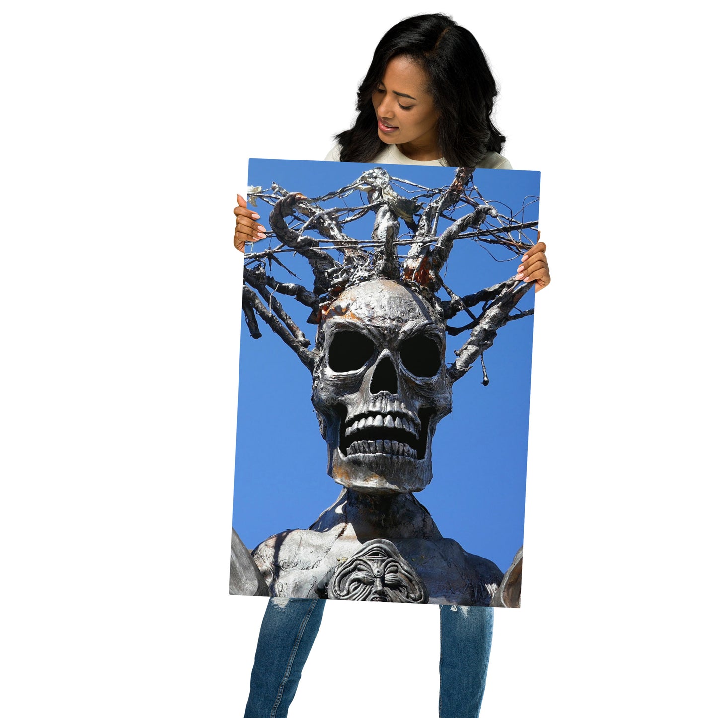 Skull Warrior Stare - Glossy Metal Prints - Fry1Productions