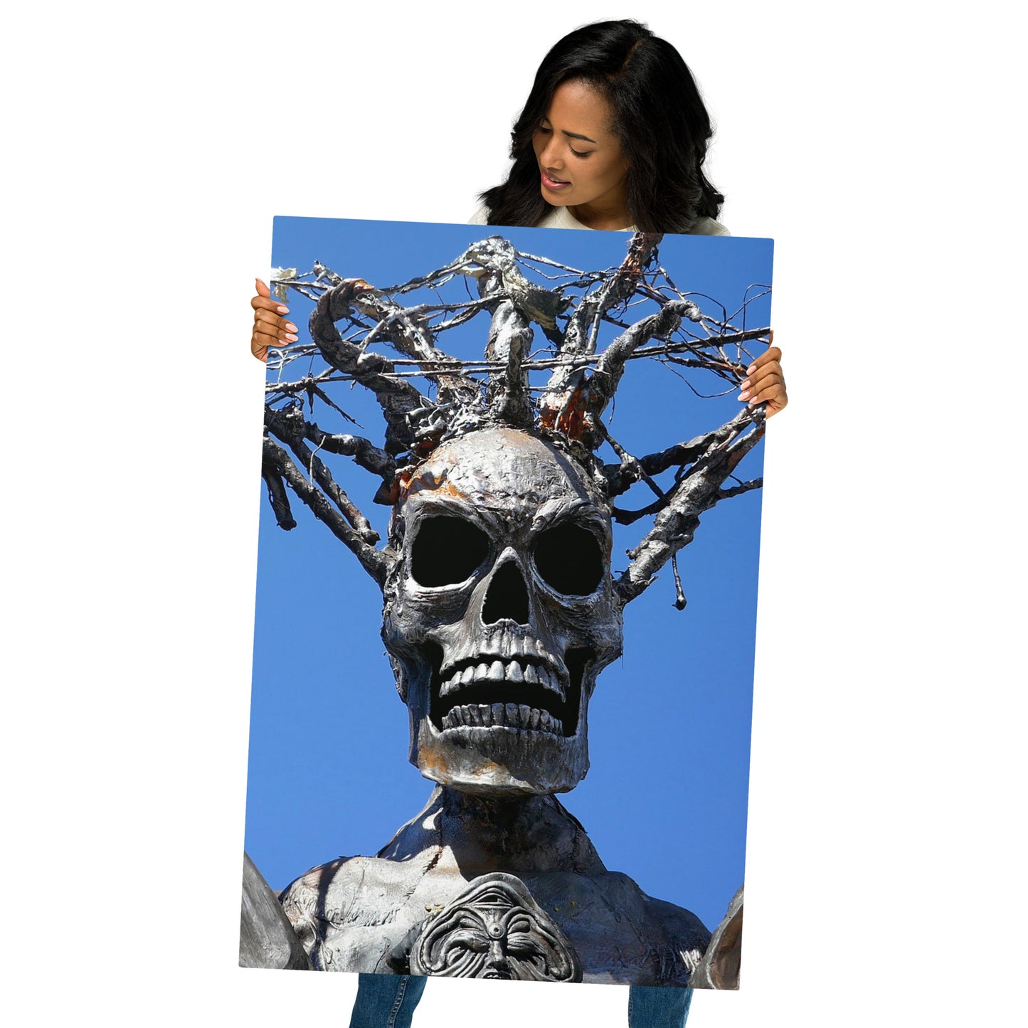 Skull Warrior Stare - Glossy Metal Prints - Fry1Productions