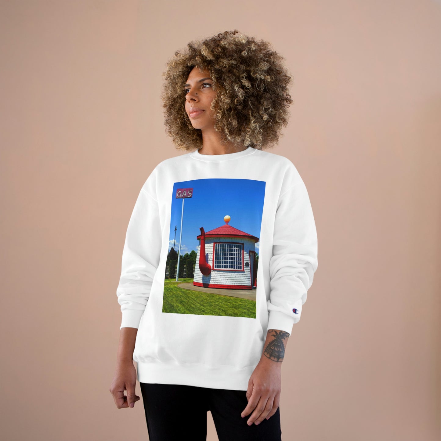 Historic Teapot Dome Service Station - Champion Sweatshirt - Fry1Productions