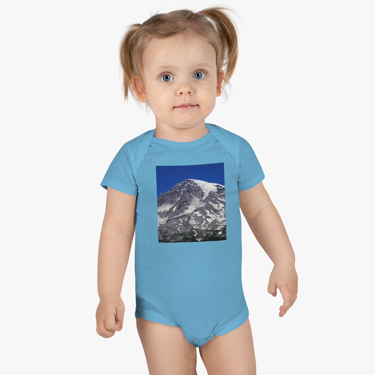 Majestic Mt. Rainier - Baby Short Sleeve Onesie - Fry1Productions