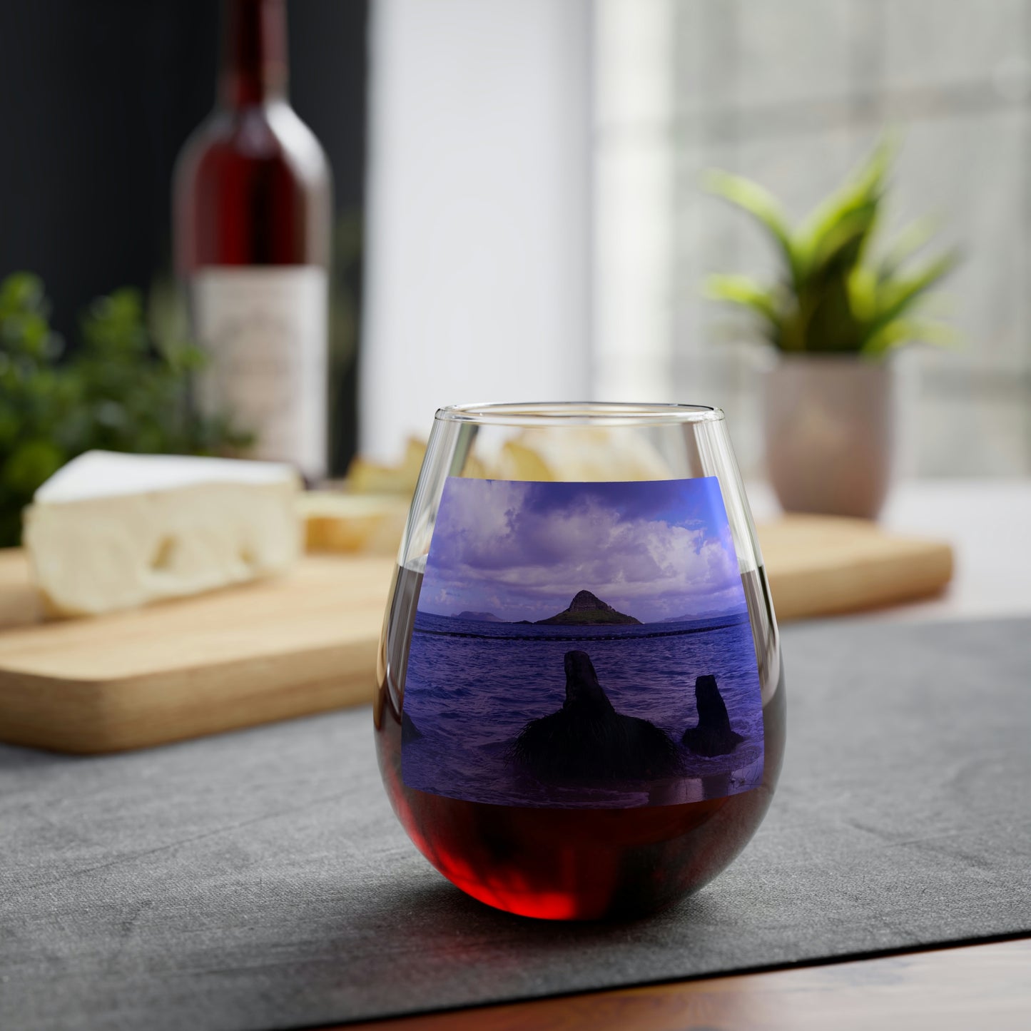 Wade To Chinaman's Hat - Stemless Wine Glass, 11.75 oz - Fry1Productions