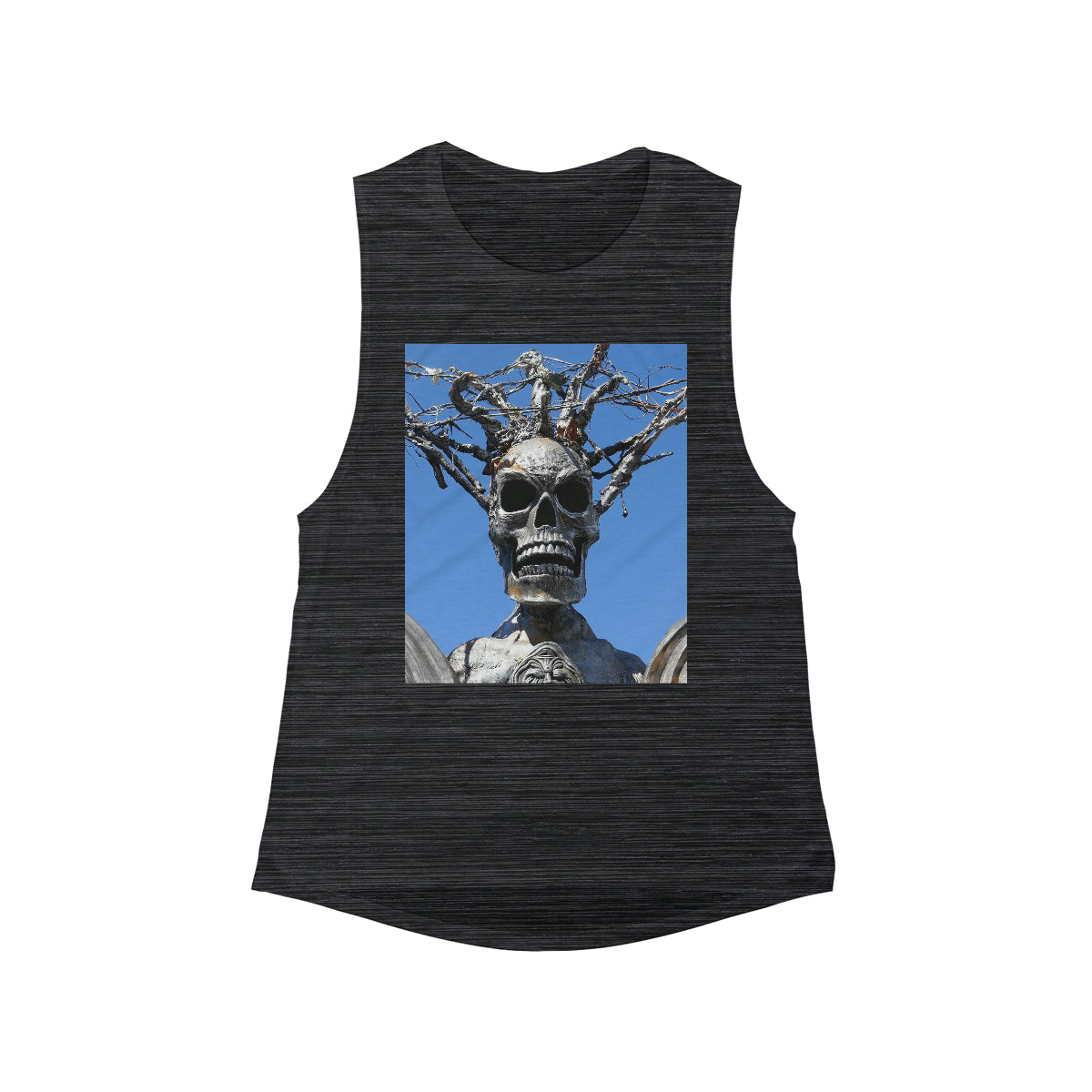 Skull Warrior Stare - Women's Flowy Scoop Muscle Tank - Fry1Productions