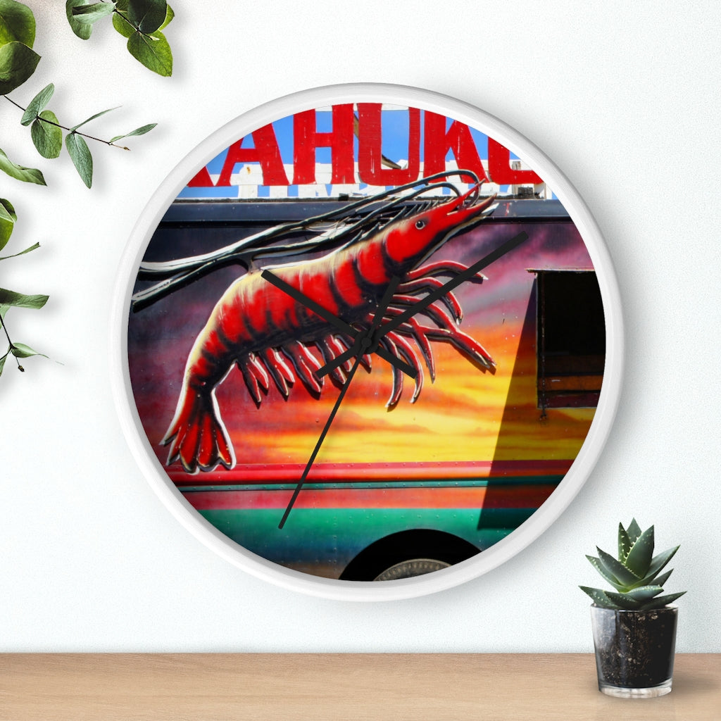 "Kahuku Kai" - 10" Wooden Frame Wall Clock - Fry1Productions