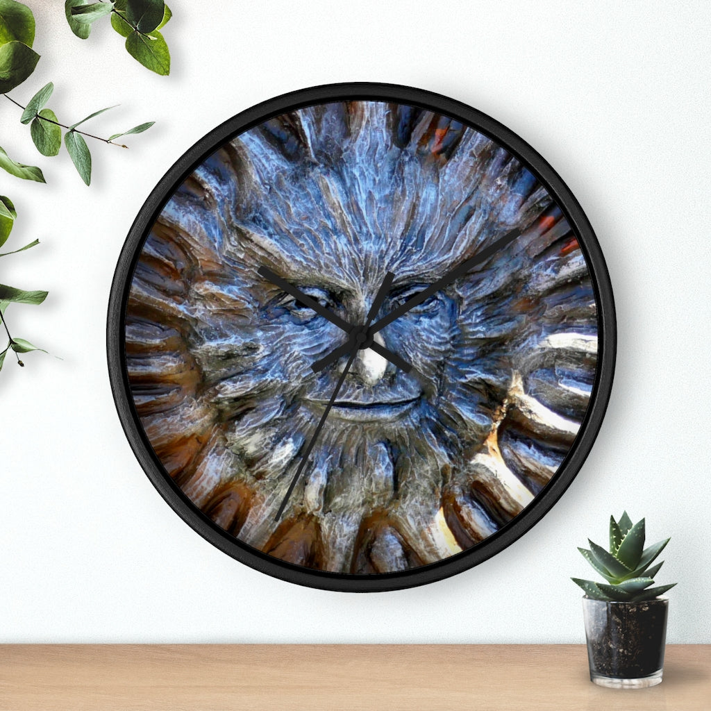 "Sun God" - 10" Wooden Frame Wall Clock - Fry1Productions