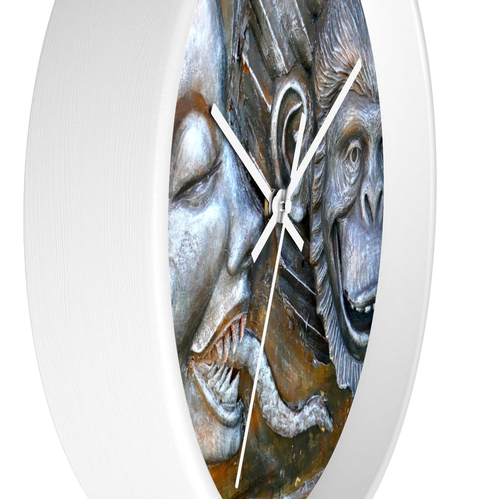 "Snakily Speaking" - 10" Wooden Frame Wall Clock - Fry1Productions