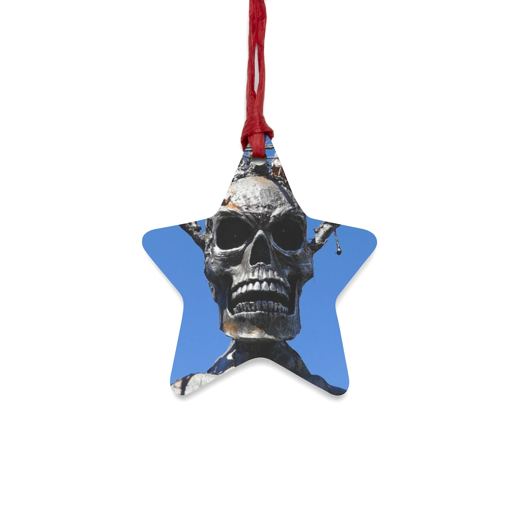 Skull Warrior Stare - Wooden Christmas Ornaments - Fry1Productions