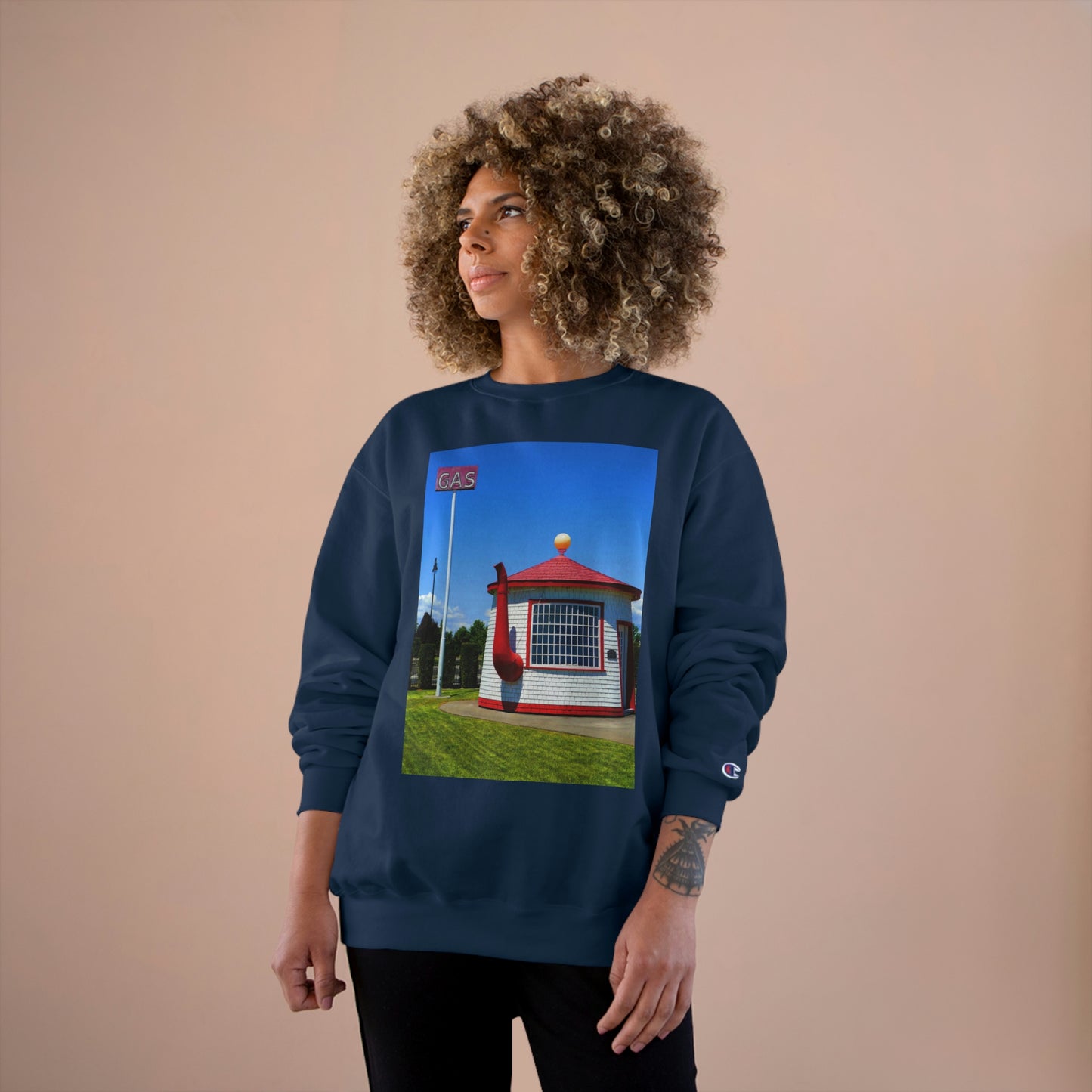 Historic Teapot Dome Service Station - Champion Sweatshirt - Fry1Productions