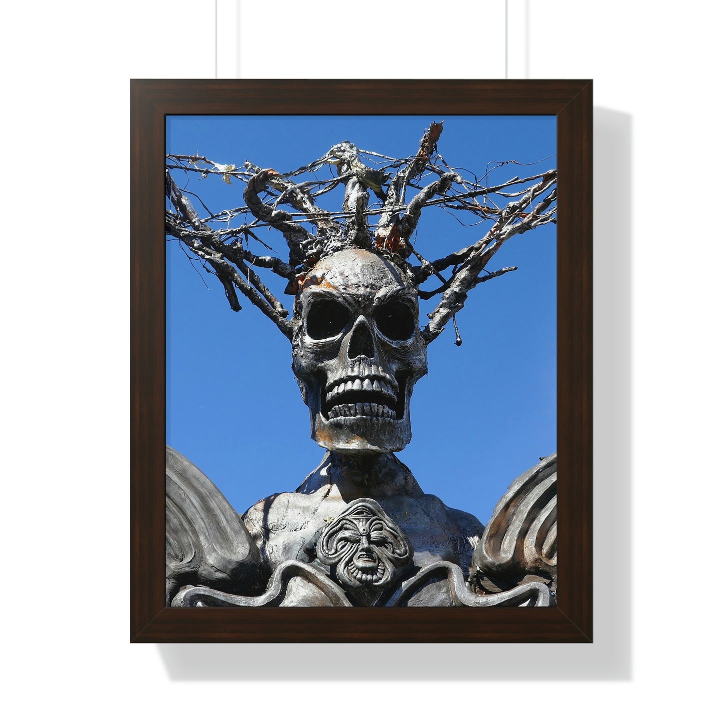 Skull Warrior Stare - Framed Vertical Poster - Fry1Productions