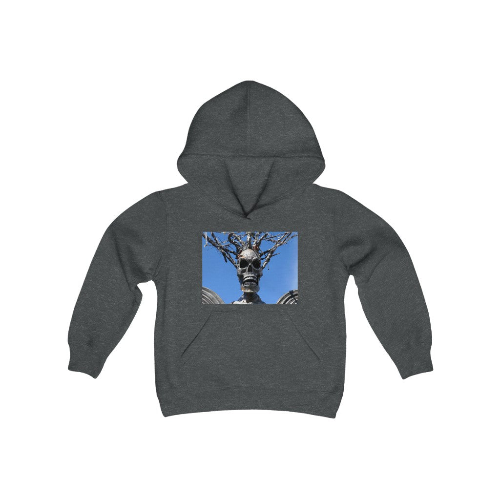 "Skull Warrior Stare" - Youth Heavy Blend Hooded Sweatshirt - Fry1Productions